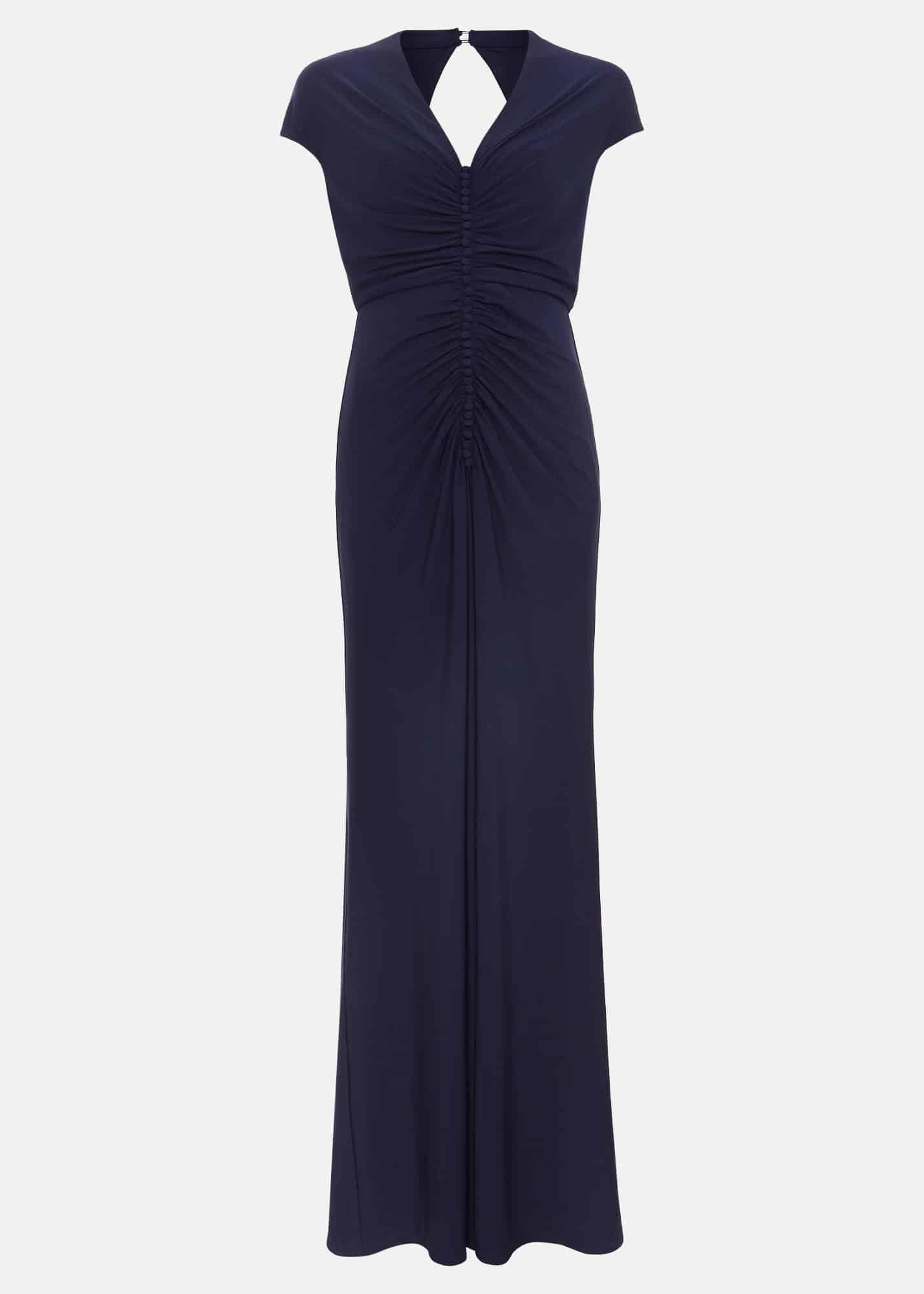 Petite Daisy Navy Ruched Maxi Dress