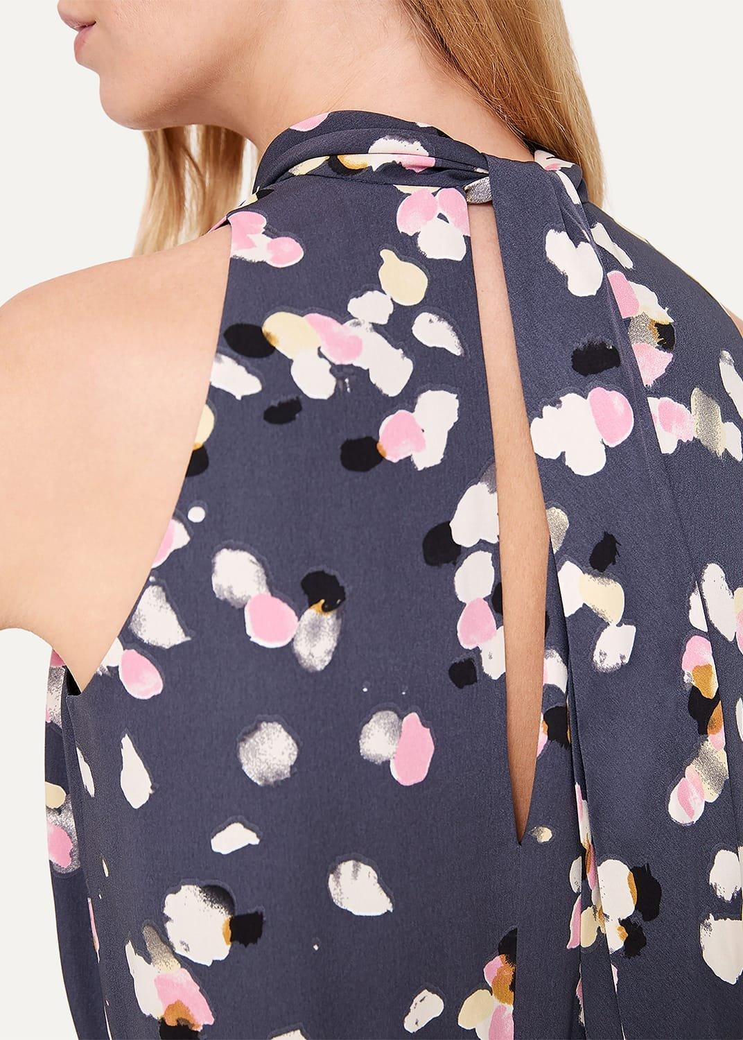 Petal Print Drape Dress