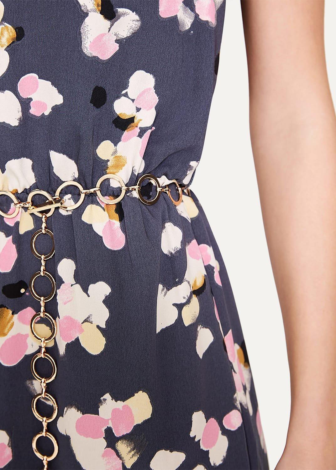 Petal Print Drape Dress