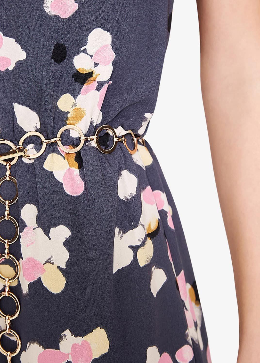 Petal Print Drape Dress