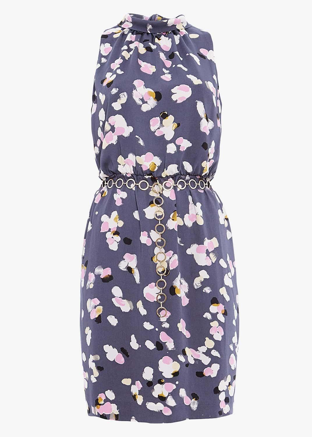 Petal Print Drape Dress