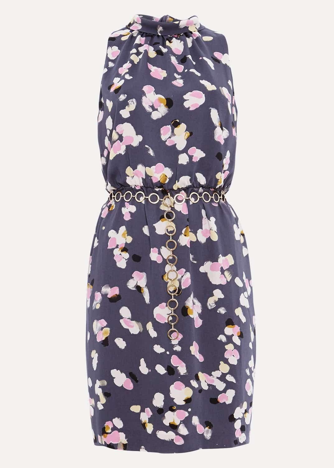 Petal Print Drape Dress