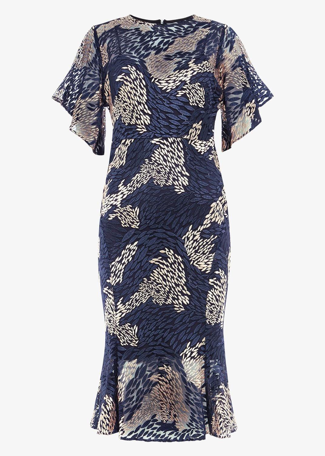 Jamil Lace Fluted Sleeve Dress