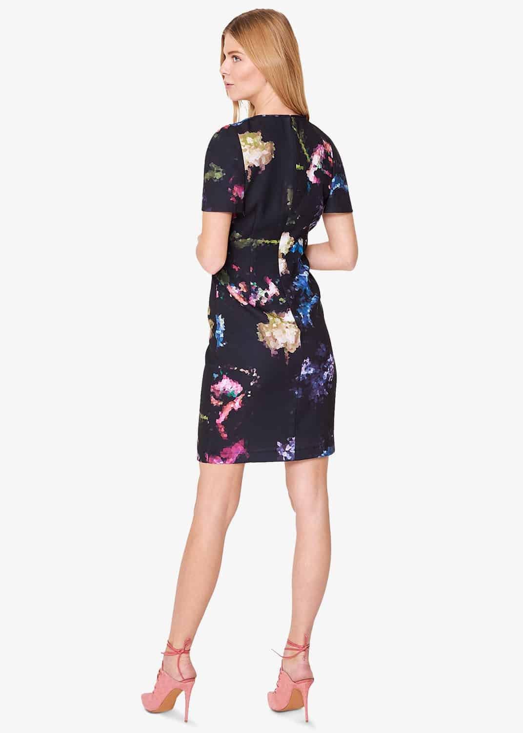 Pixelated Floral Print Dress