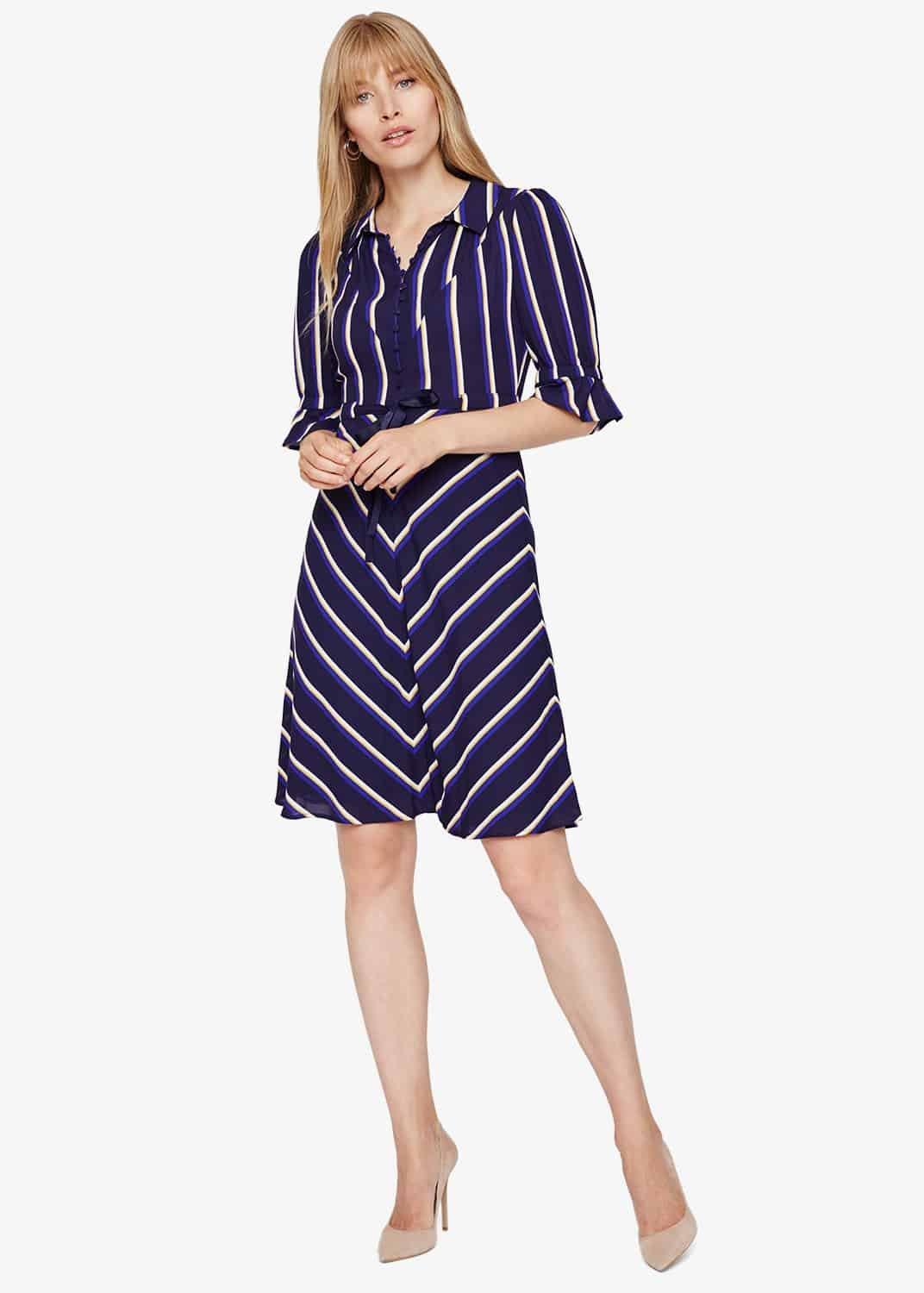 Astrid Stripe Belted Shirt Dress