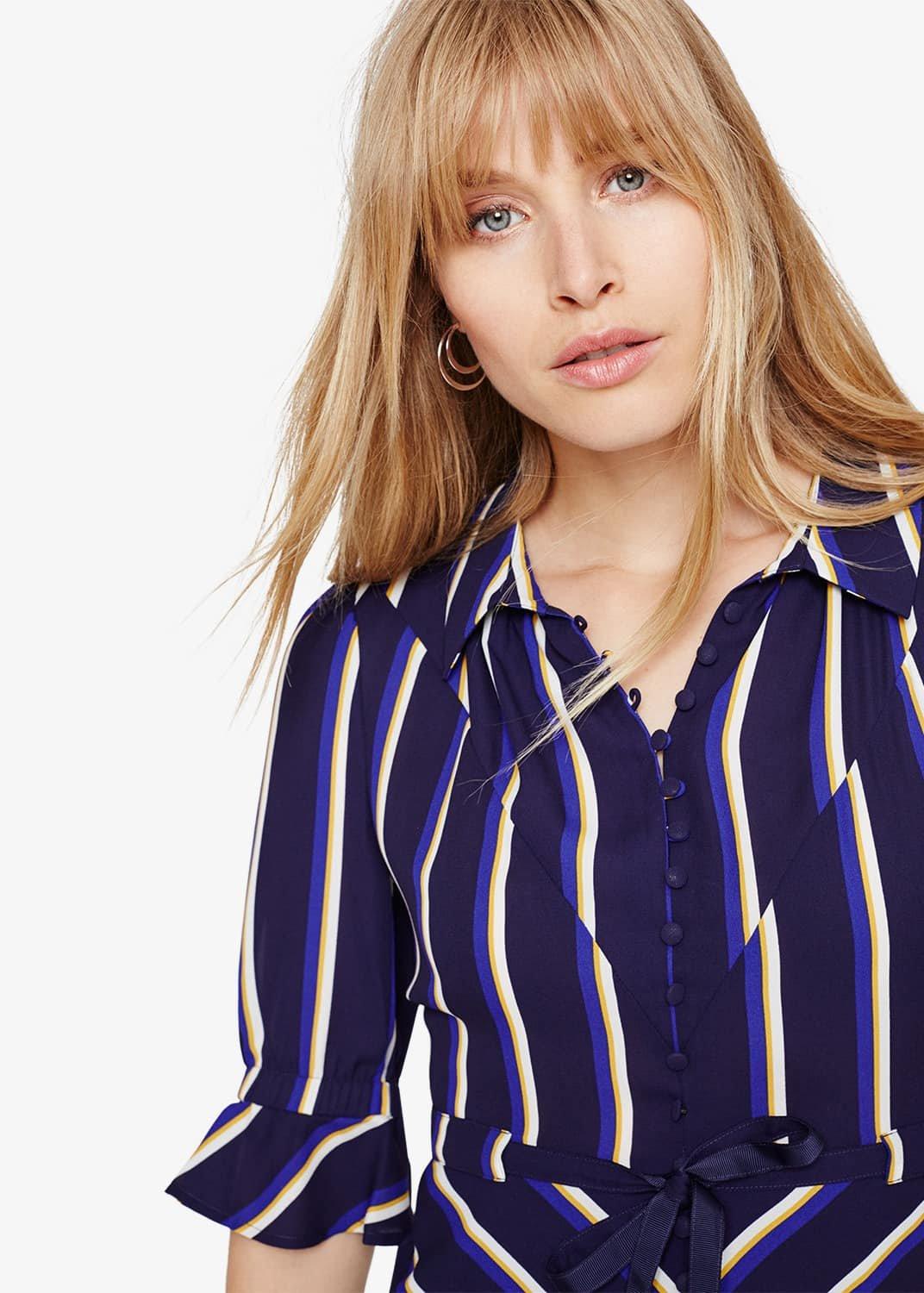 Astrid Stripe Belted Shirt Dress