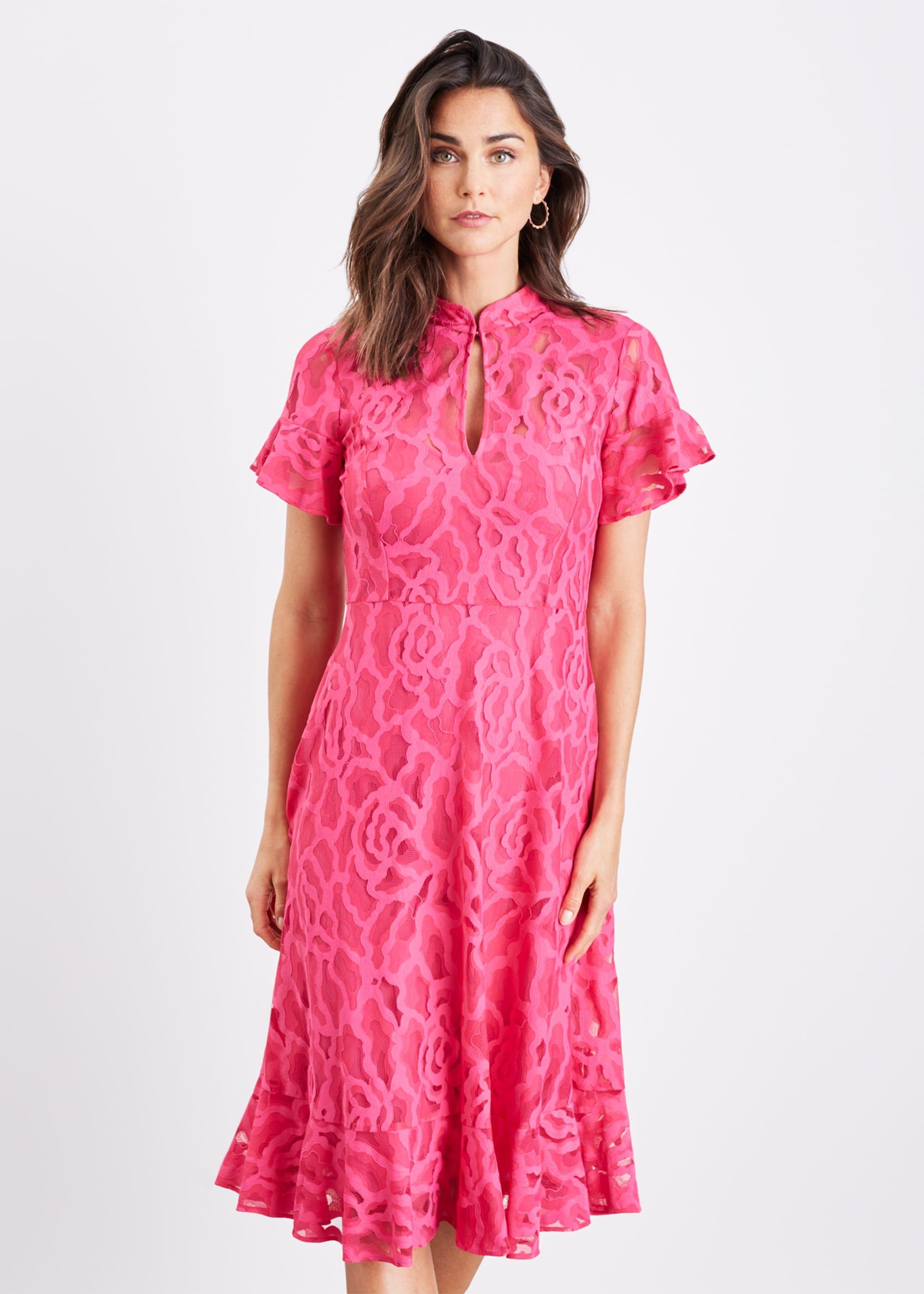 nine west lace sheath dress Just Me Ruffle Sleeve Lace Sheath Dress