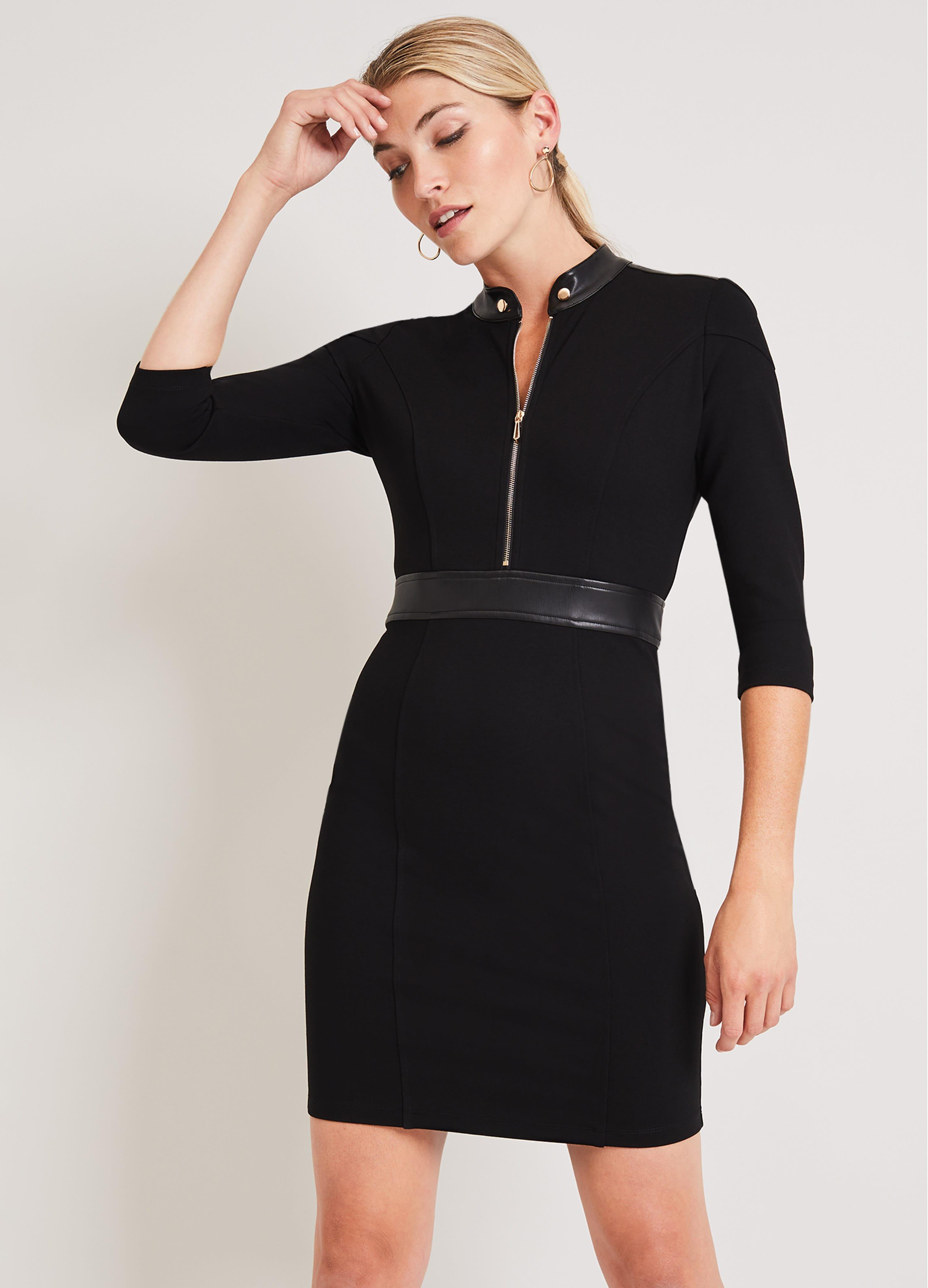 Faux Leather Ponte Dress