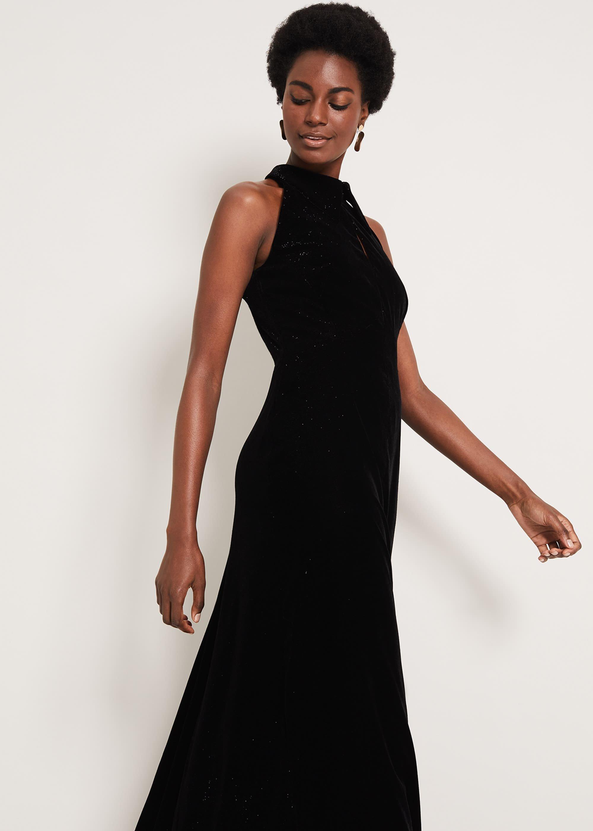 Violet Velvet Shimmer Maxi Dress