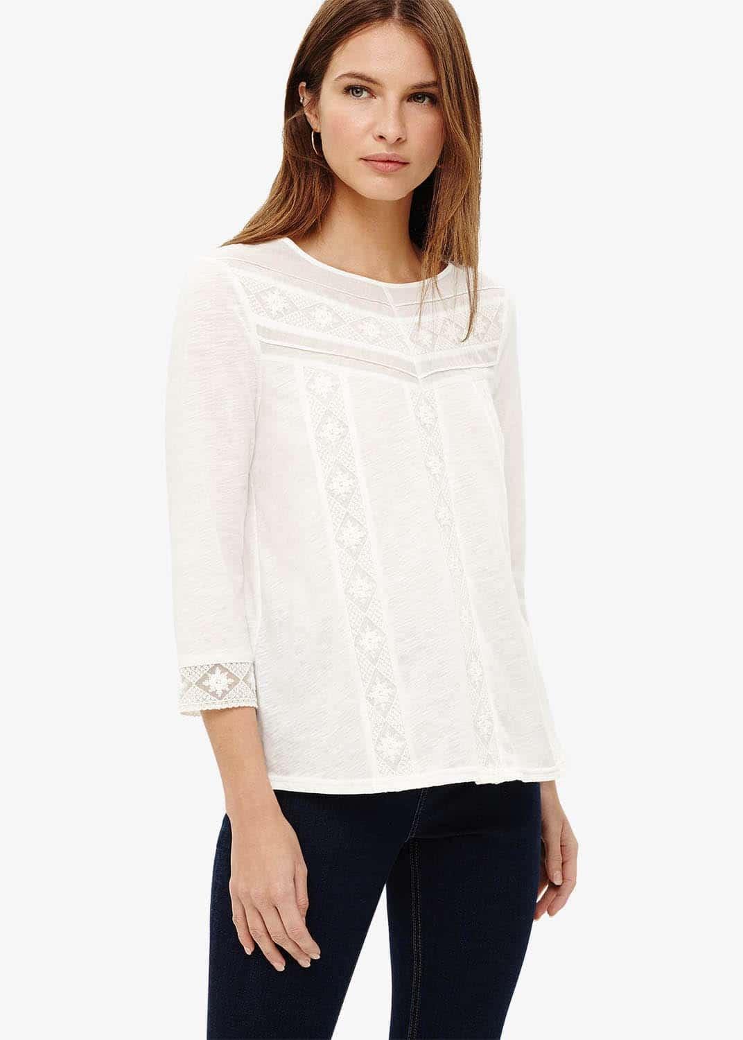 Elsie Embroidered Placket Top