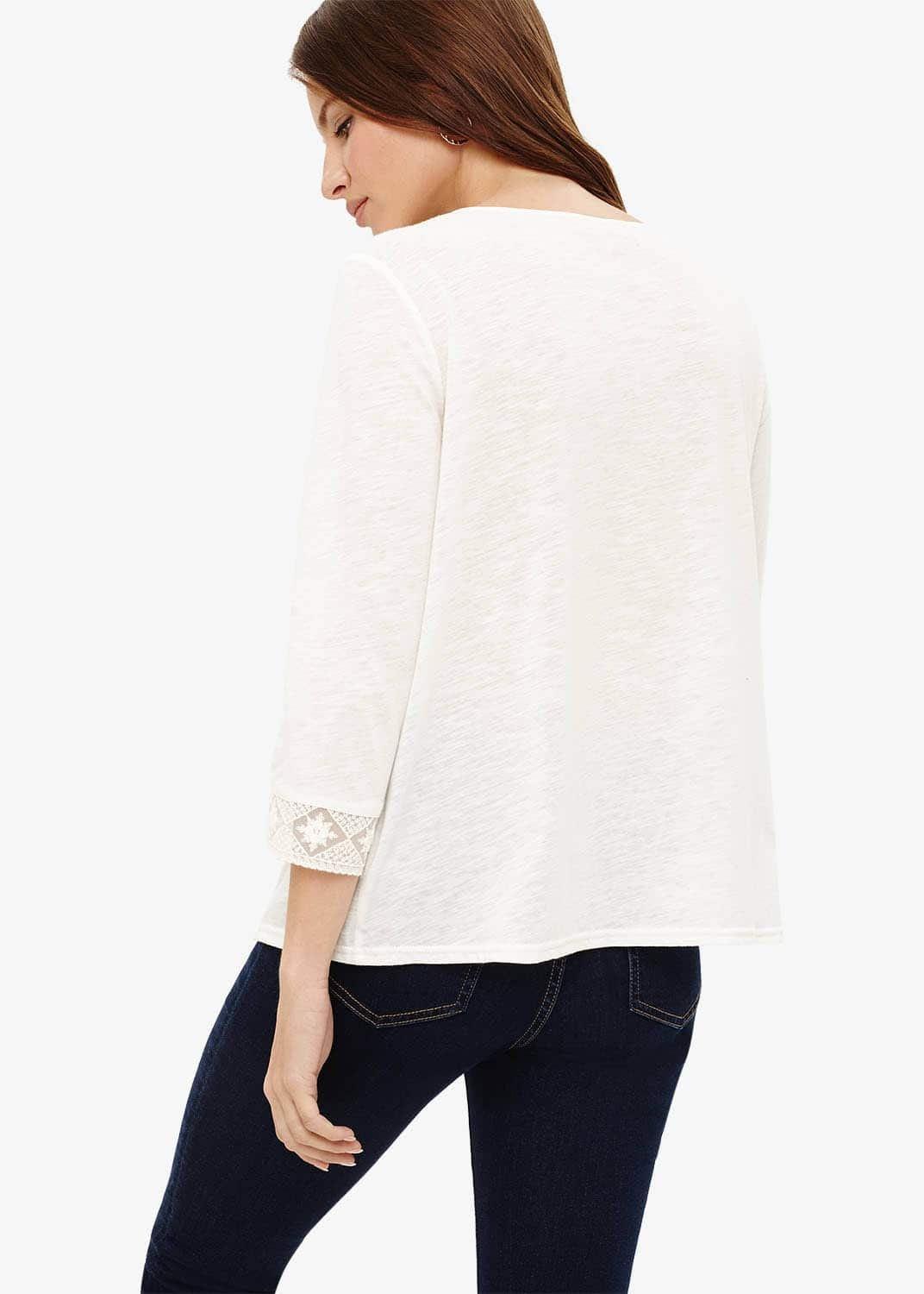 Elsie Embroidered Placket Top
