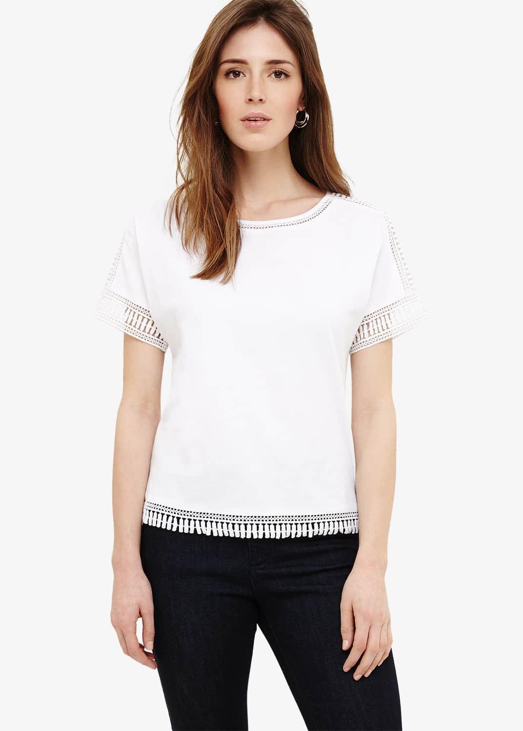 Laurel Cotton Lace Trim T-Shirt