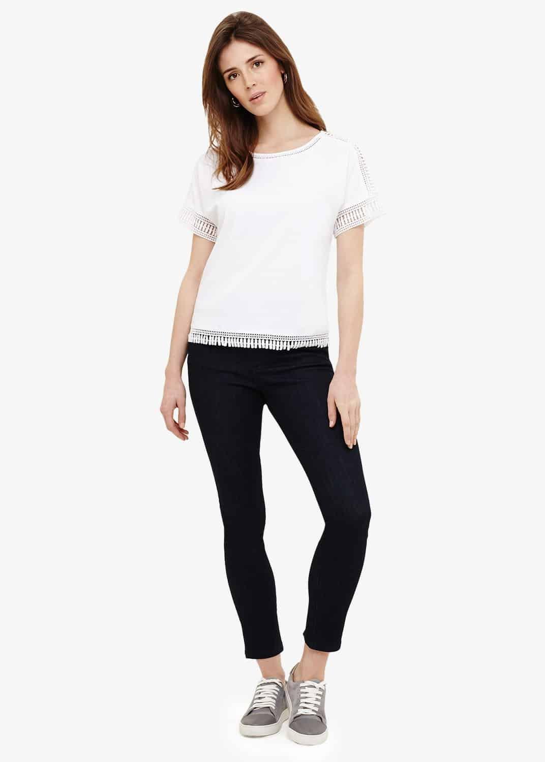 Laurel Cotton Lace Trim T-Shirt