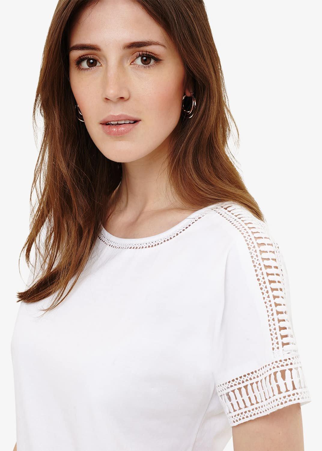 Laurel Cotton Lace Trim T-Shirt