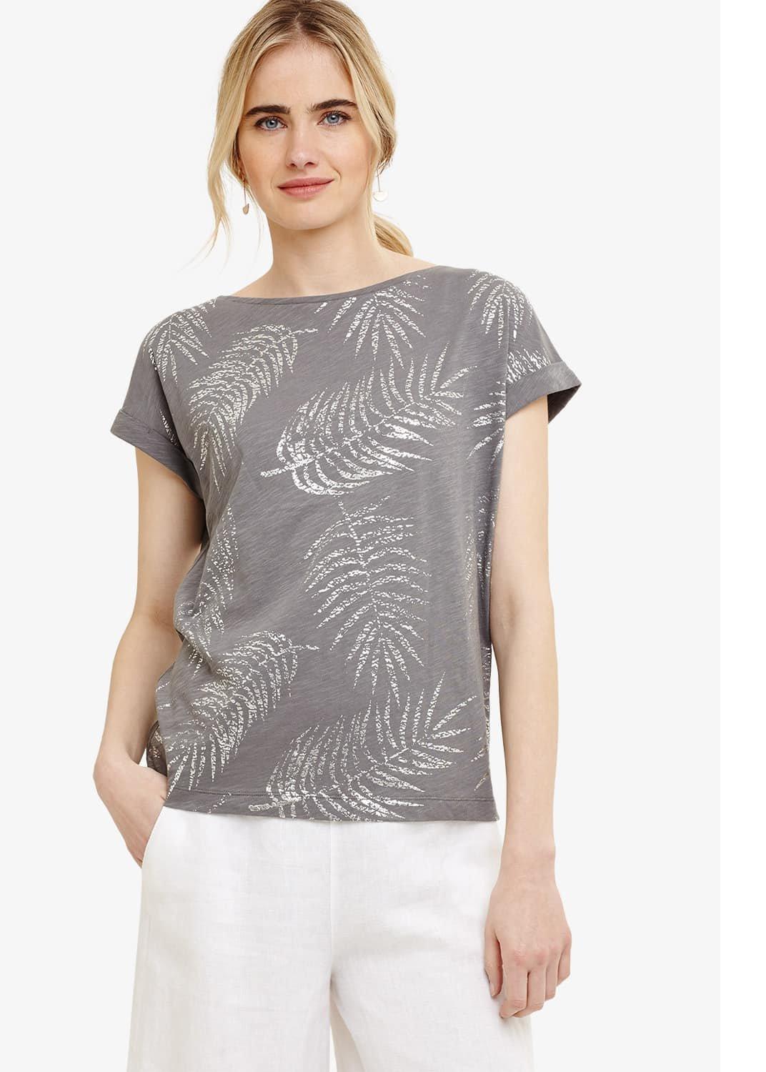 Fanya Leaf Print Cotton Top