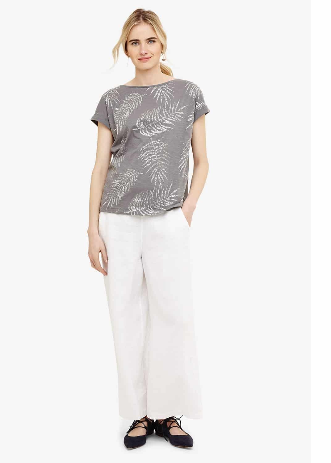 Fanya Leaf Print Cotton Top