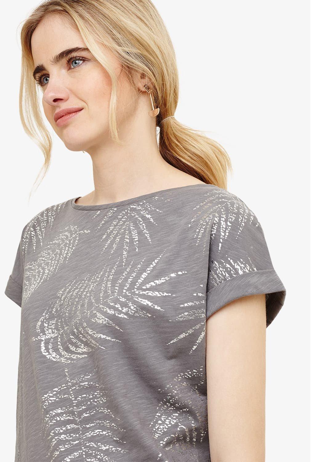 Fanya Leaf Print Cotton Top