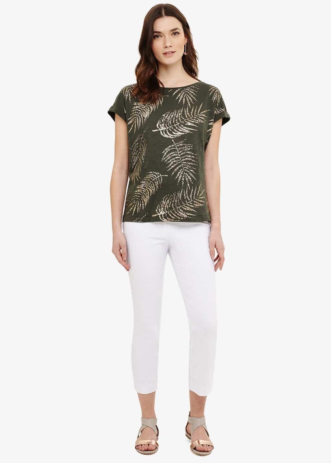 Fanya Leaf Print Cotton Top