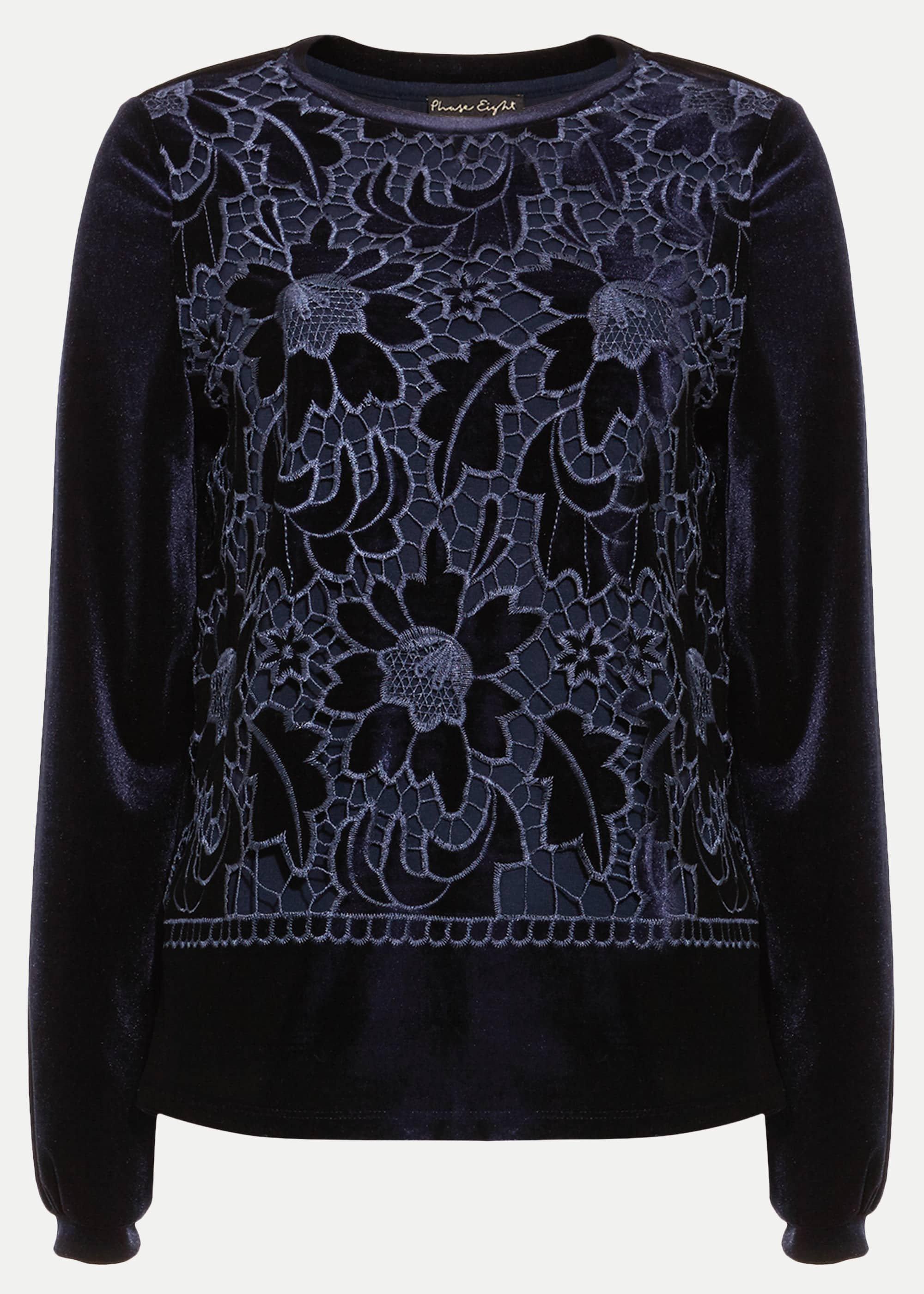 Leena Lace Velvet Cutwork Top