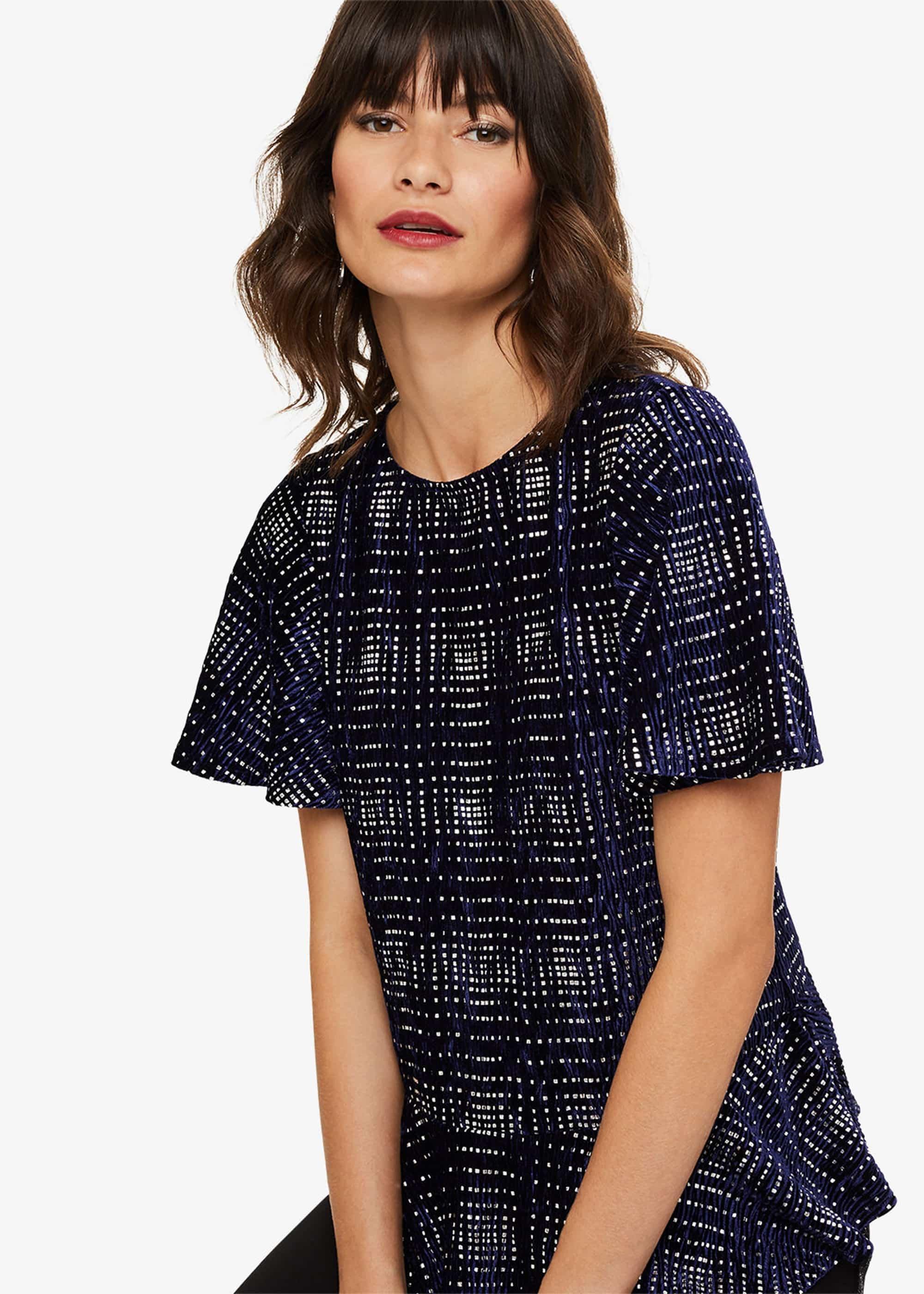 Cailee Velvet Check Top