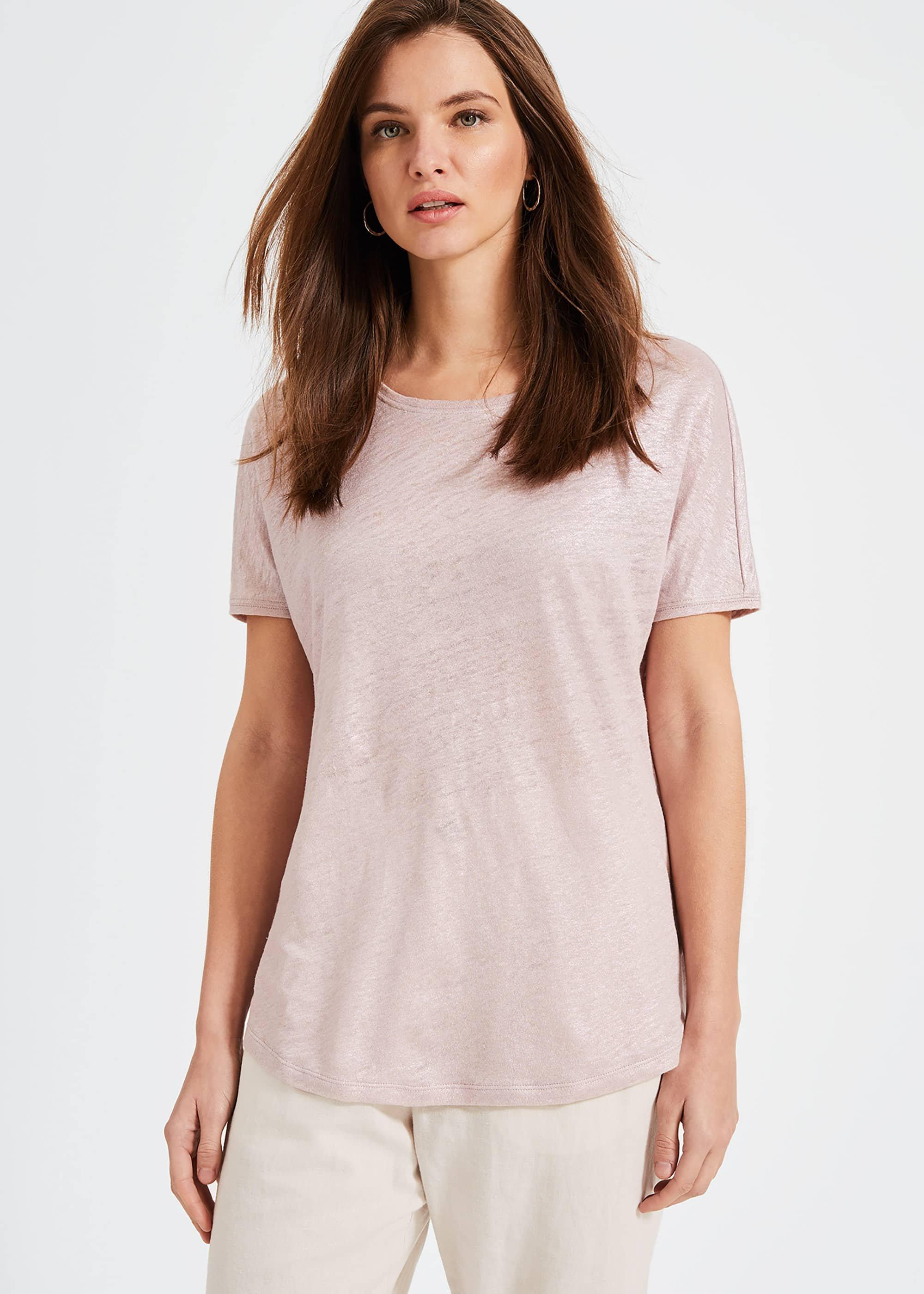 Lara Linen Shimmer Foil T-Shirt