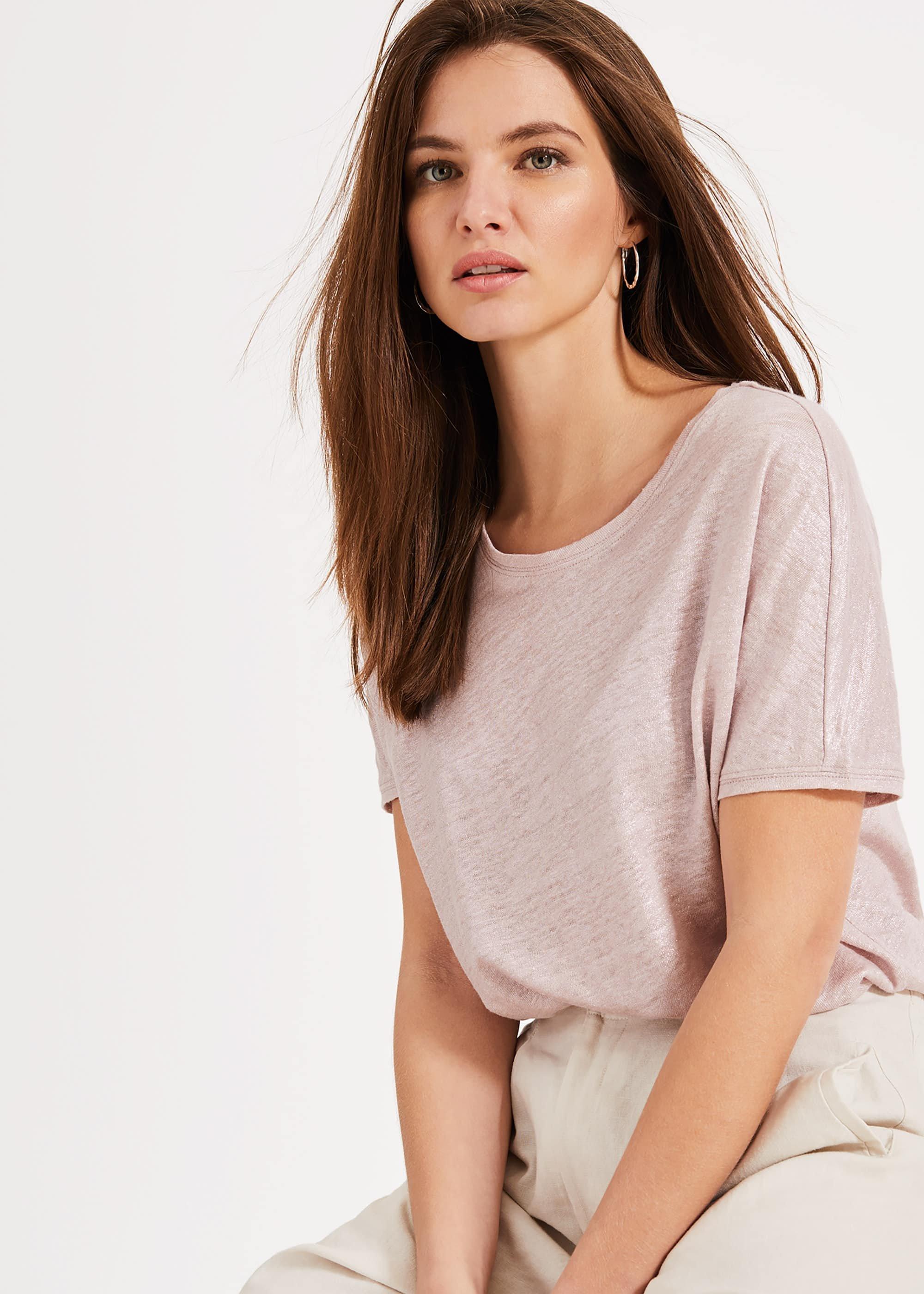 Lara Linen Shimmer Foil T-Shirt