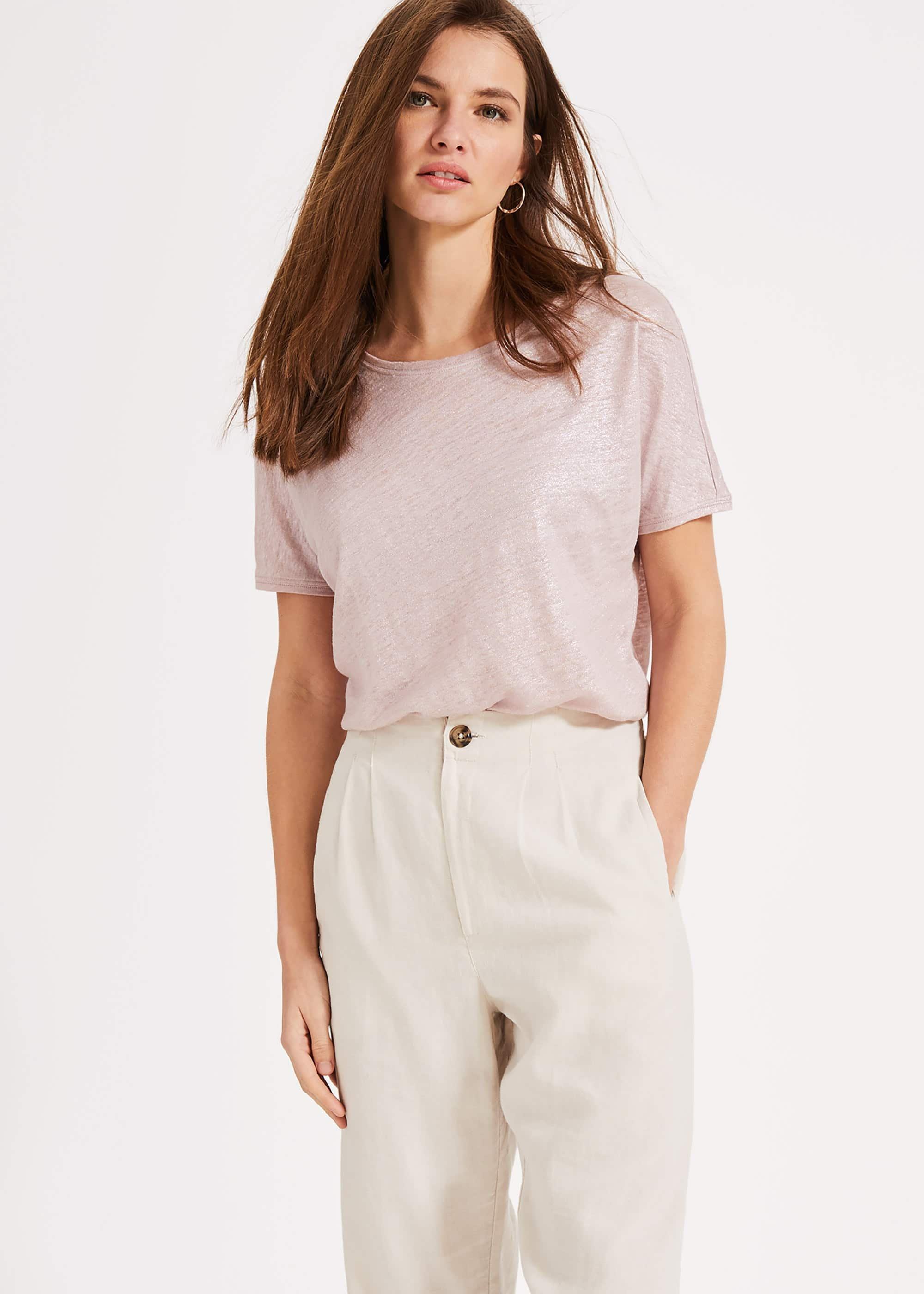 Lara Linen Shimmer Foil T-Shirt