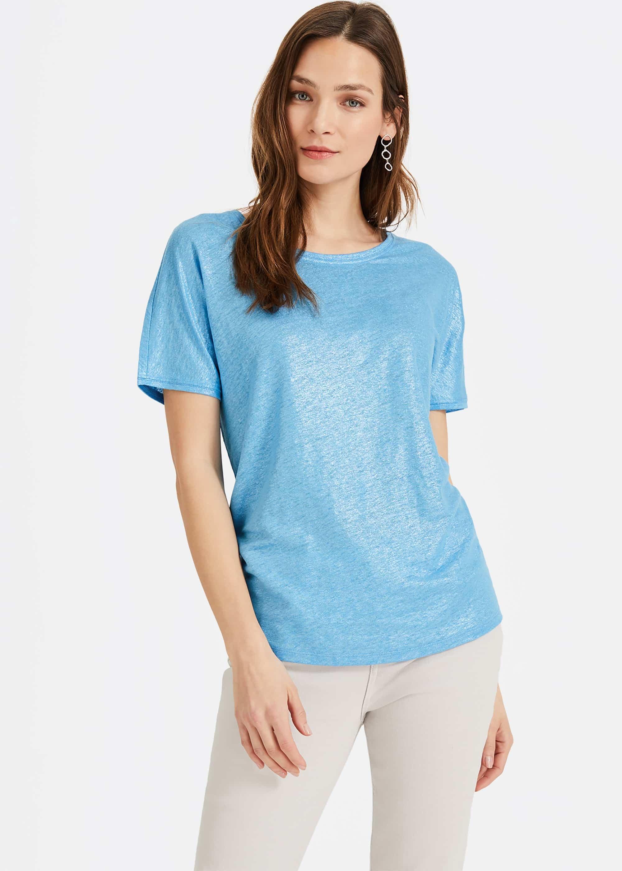 Lara Linen Shimmer Foil T-Shirt