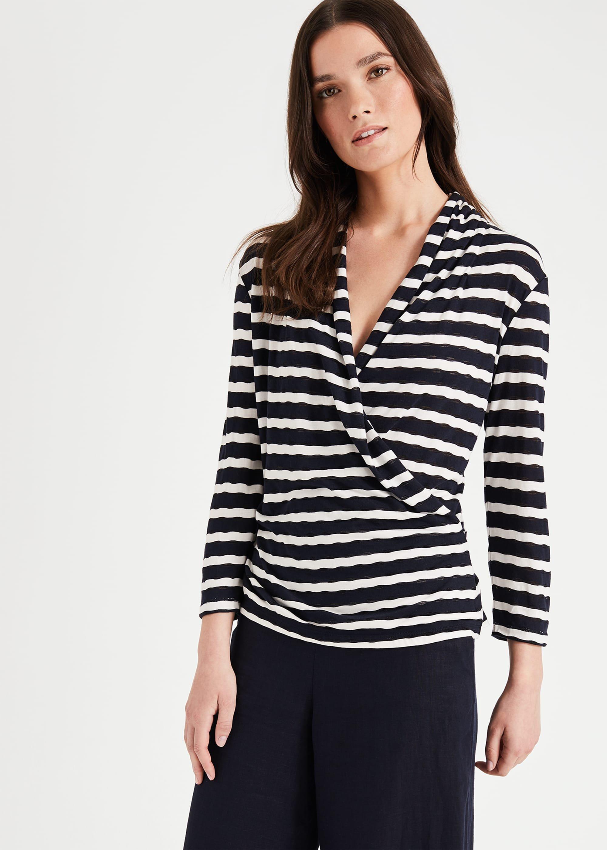 Brandy Stripe Wrap Top