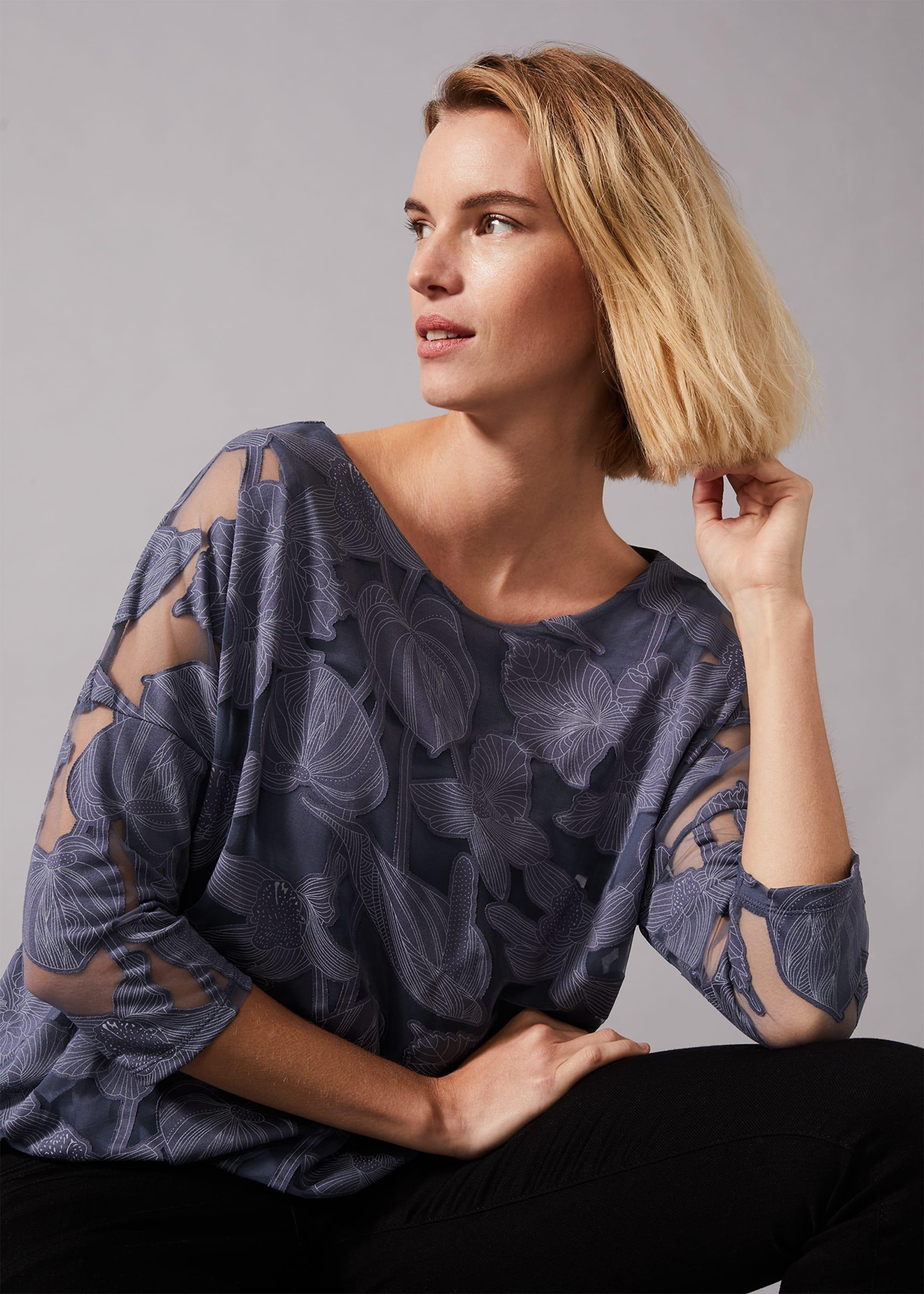 Reine Palm Bubble Hem Burnout Top