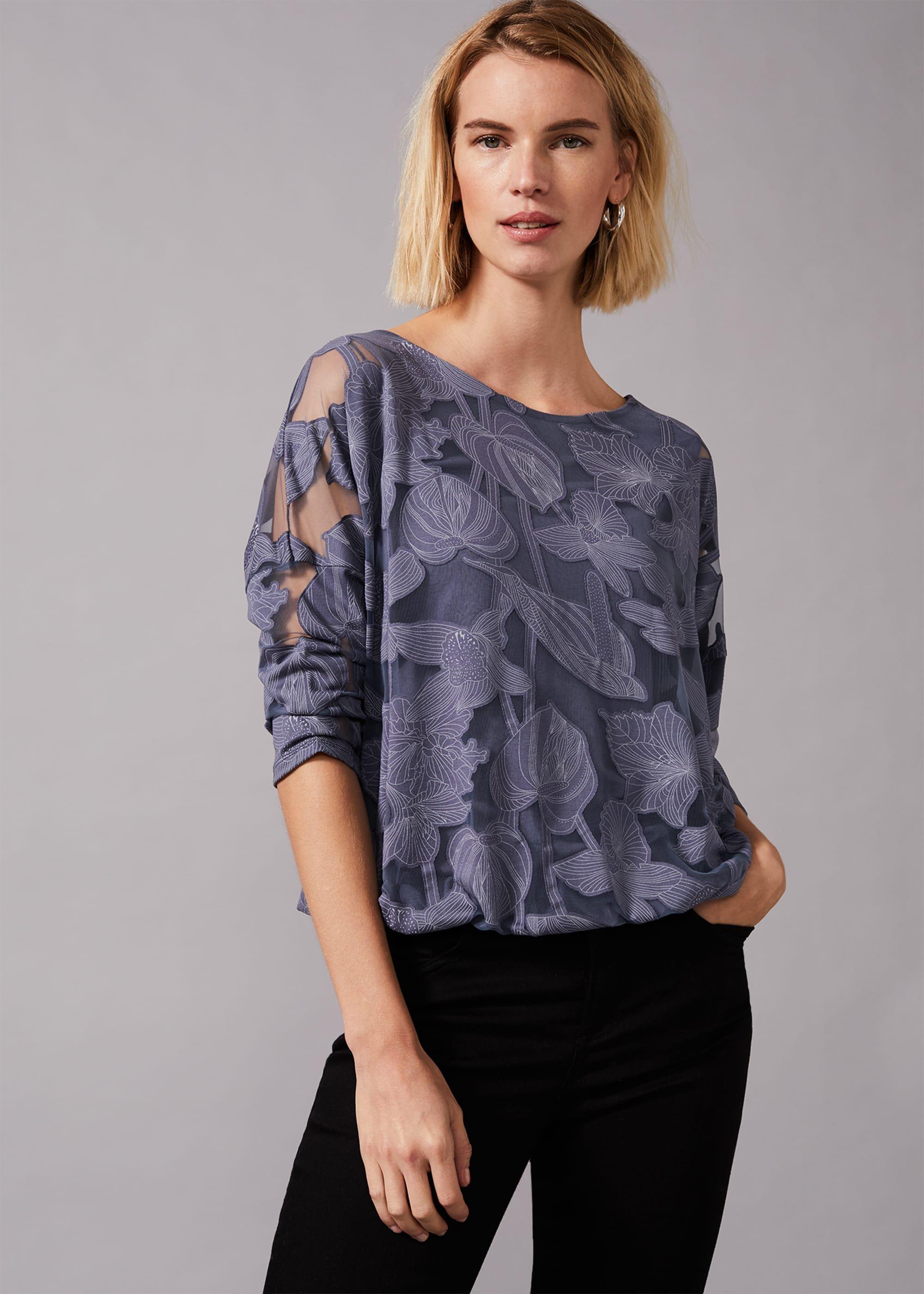 Reine Palm Bubble Hem Burnout Top
