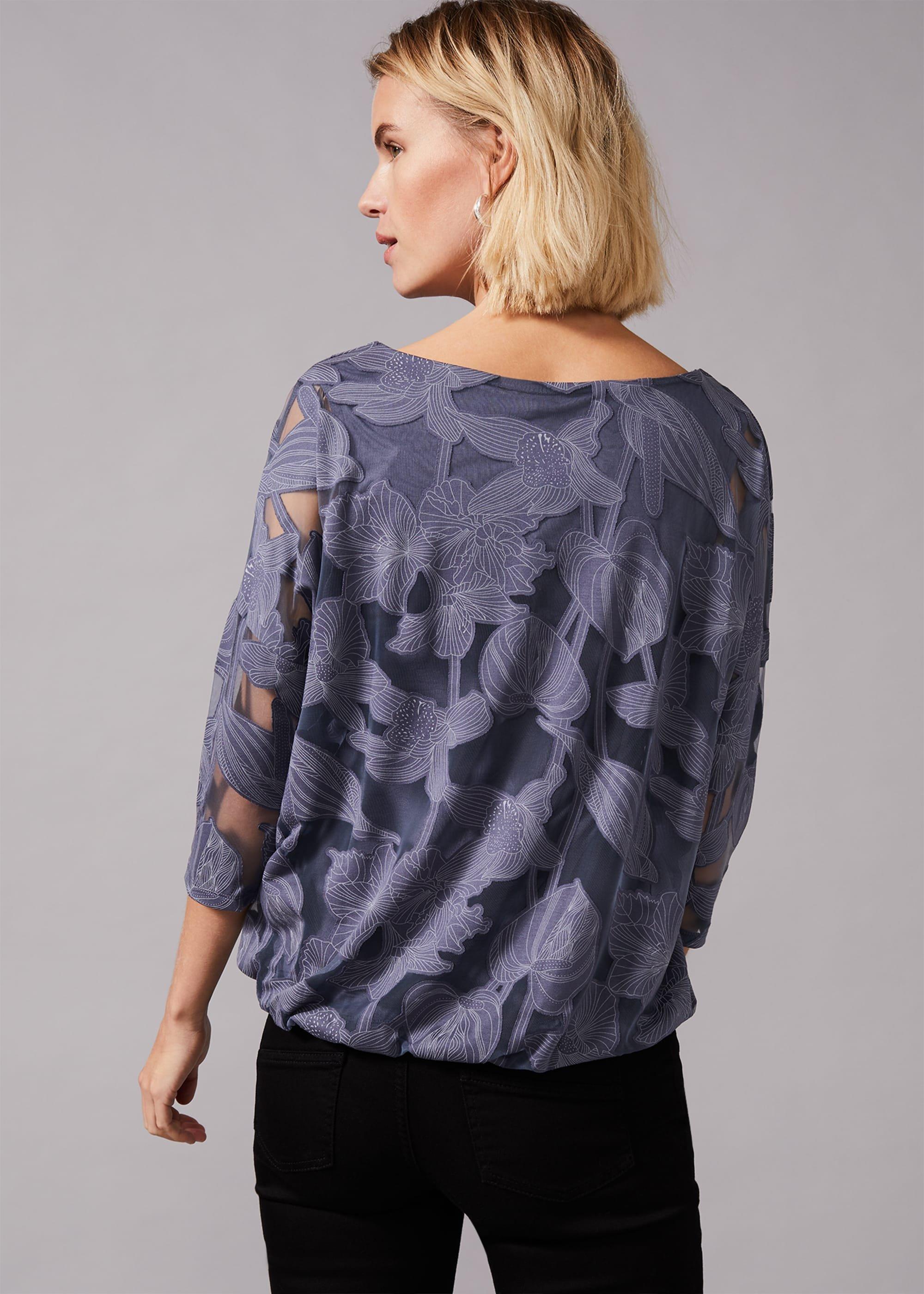 Reine Palm Bubble Hem Burnout Top