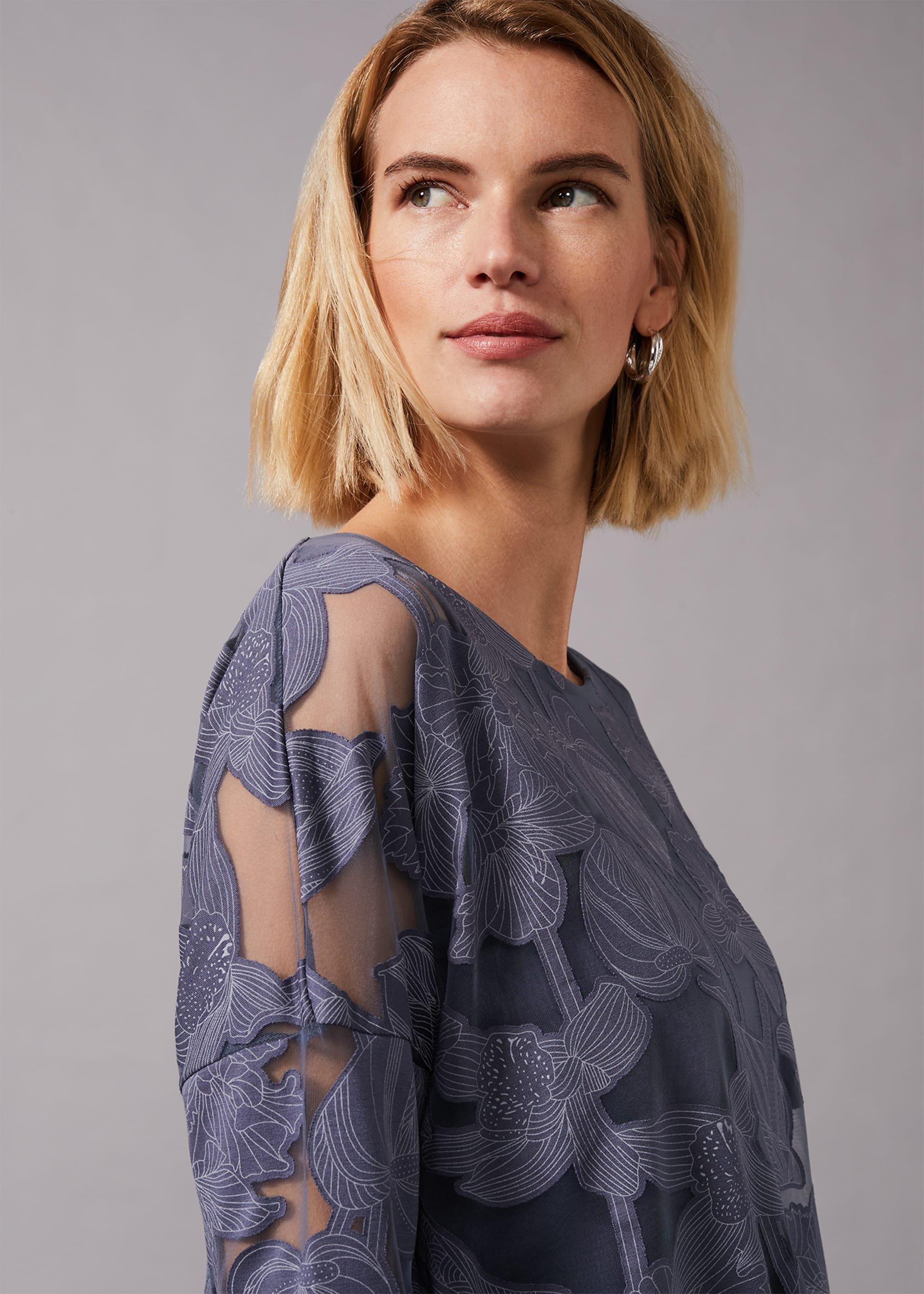 Reine Palm Bubble Hem Burnout Top