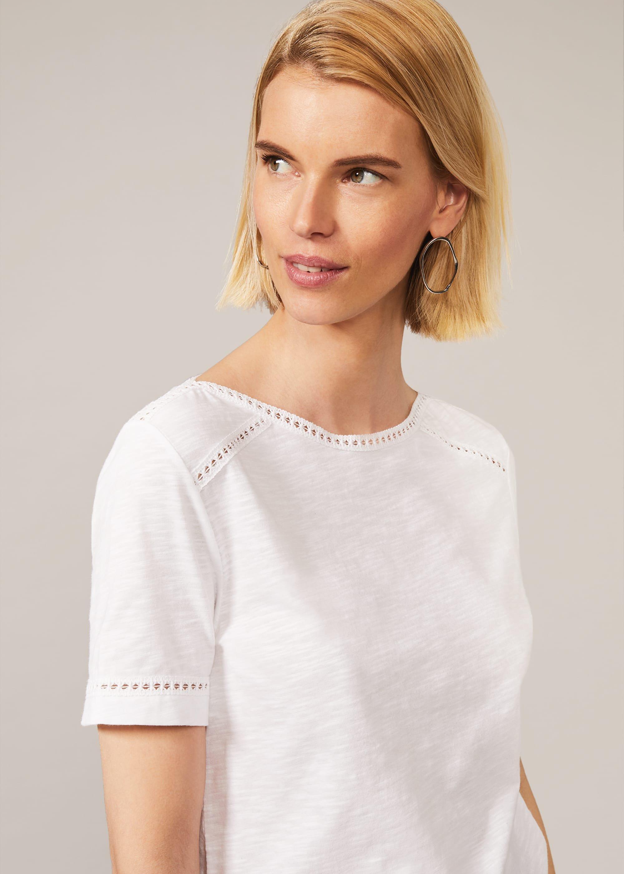 Elspeth Lace Trim Cotton Top