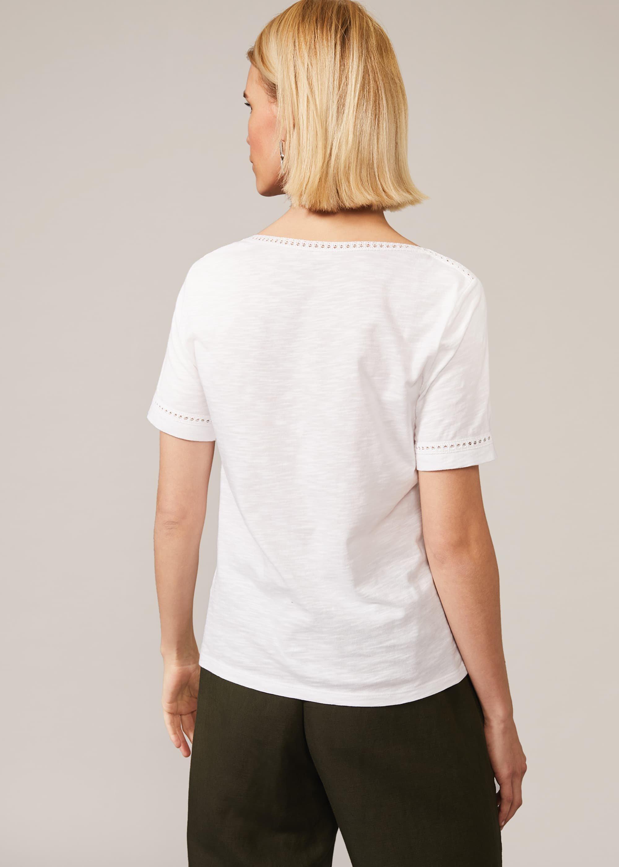 Elspeth Lace Trim Cotton Top