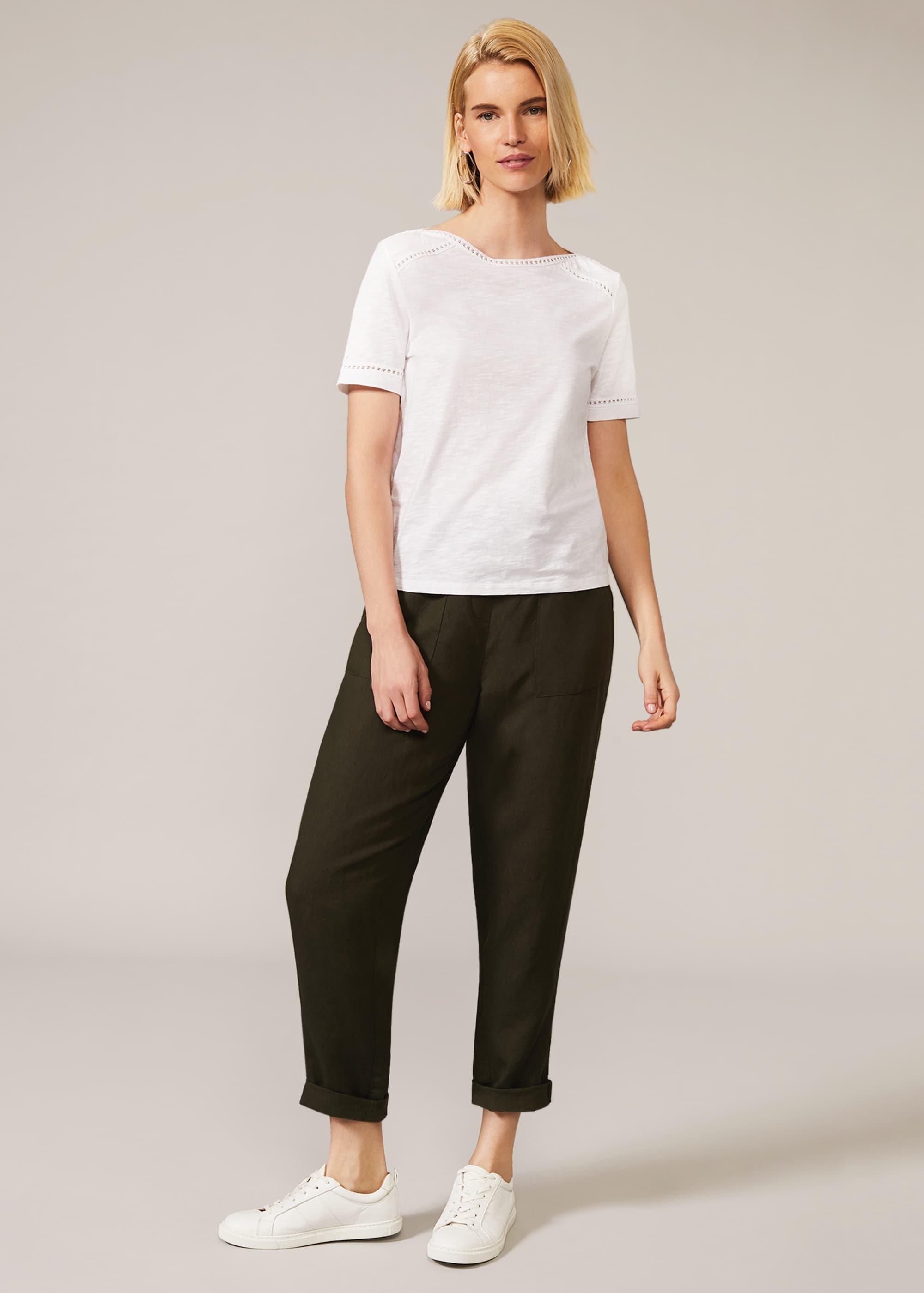 Elspeth Lace Trim Cotton Top