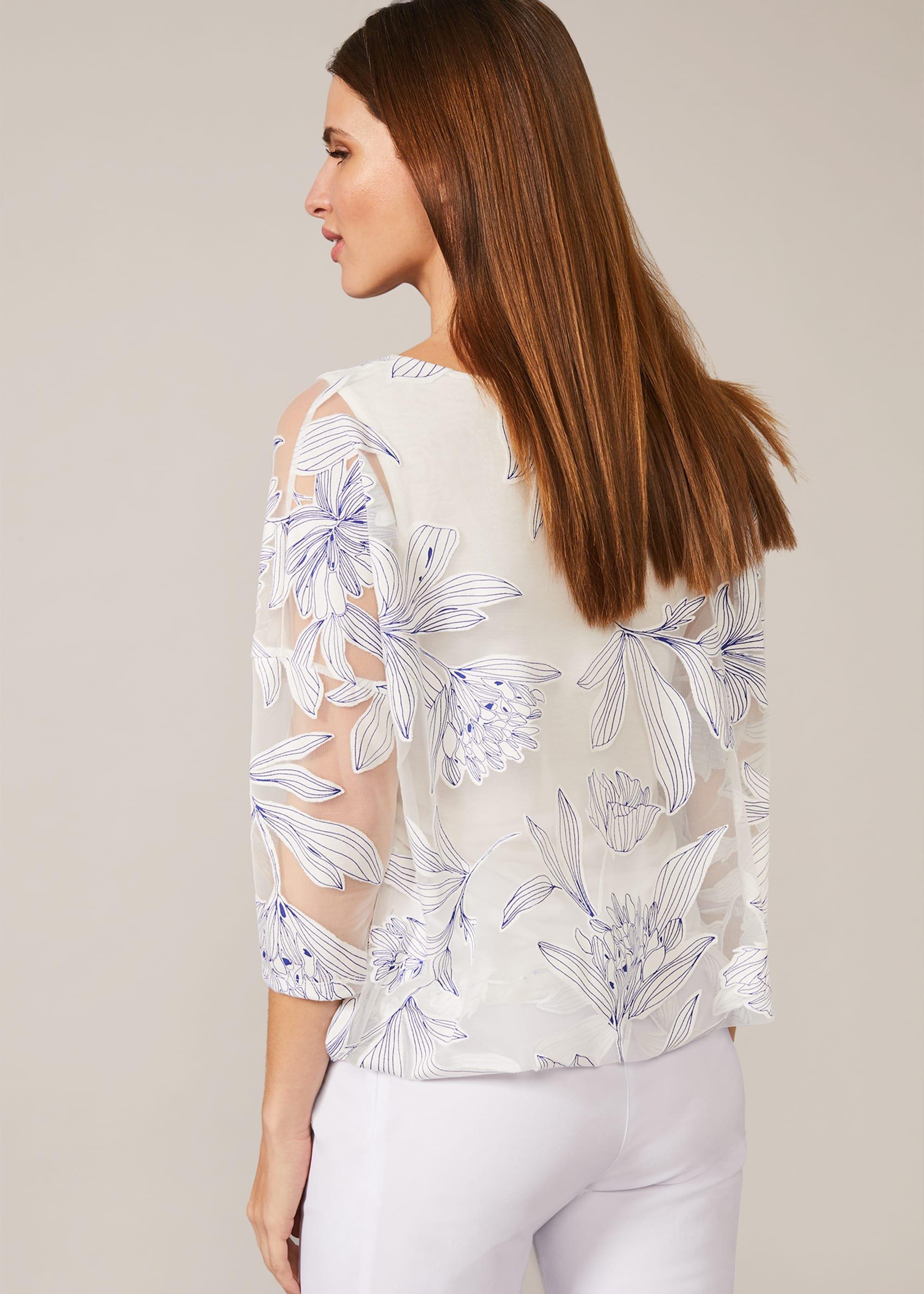 Reine Floral Bubble Hem Burnout Top