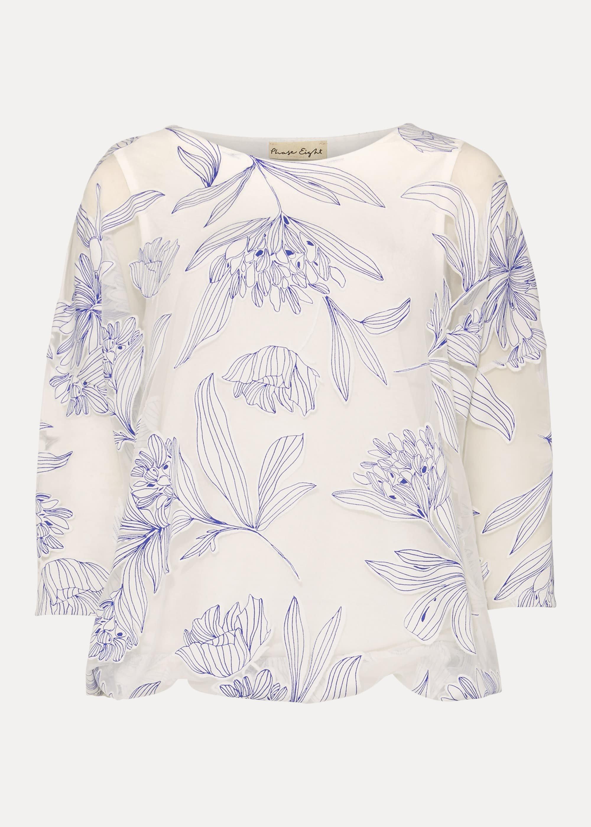 Reine Floral Bubble Hem Burnout Top