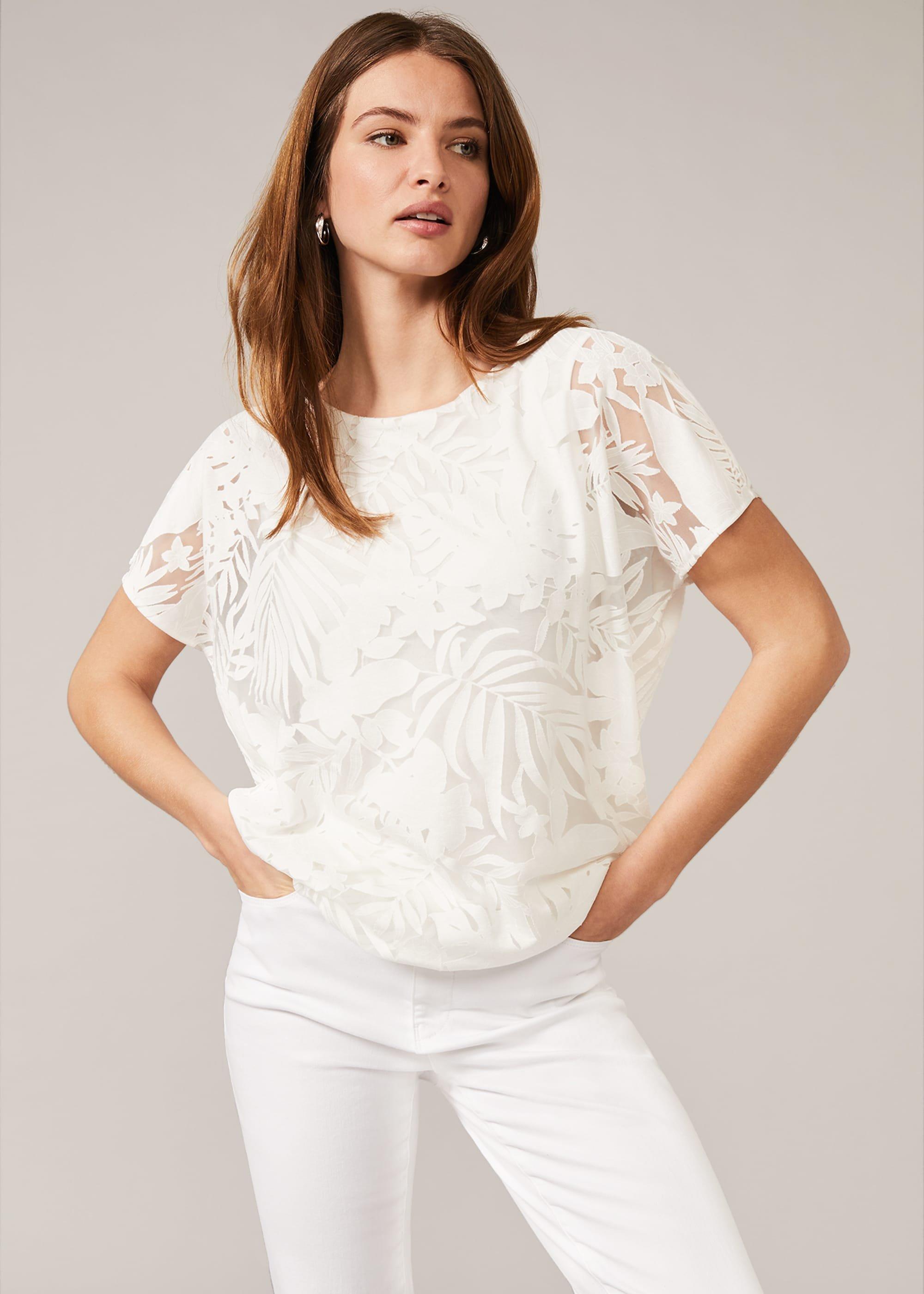 Carina Tropical Floral Burnout Top
