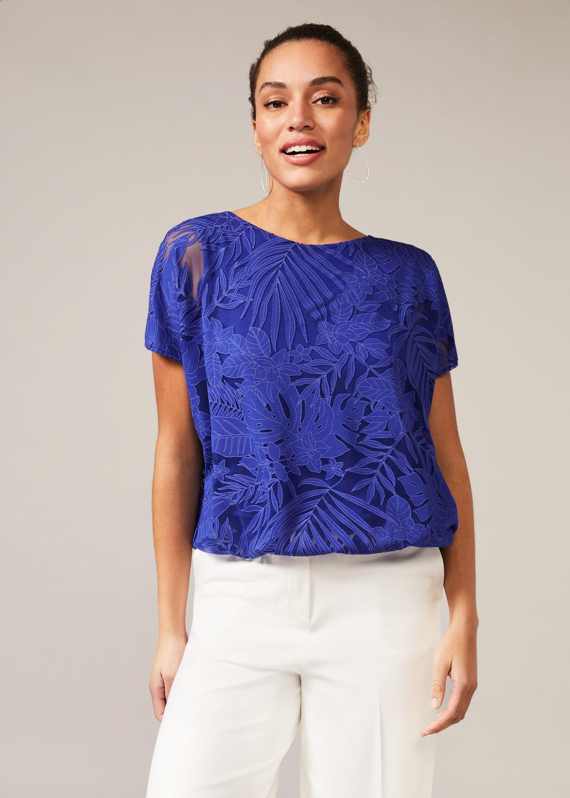 Carina Tropical Floral Burnout Top