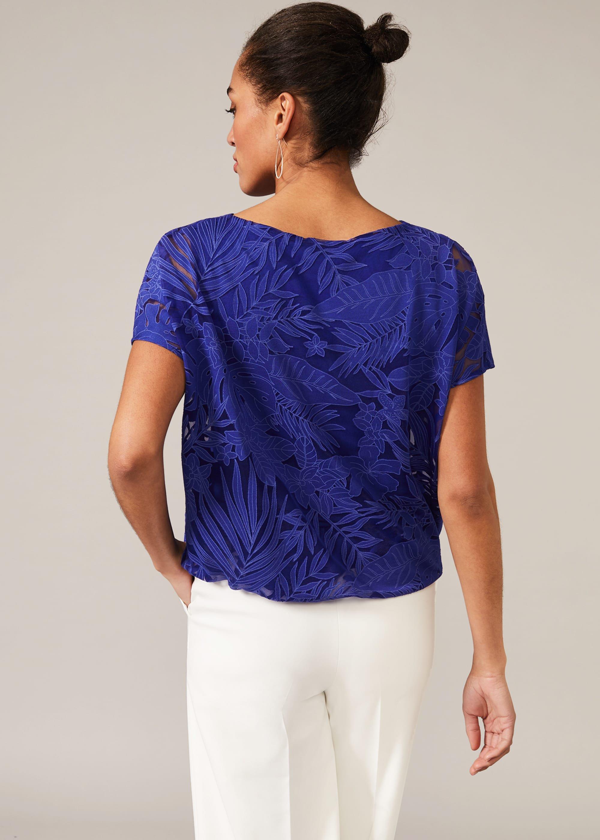 Carina Tropical Floral Burnout Top