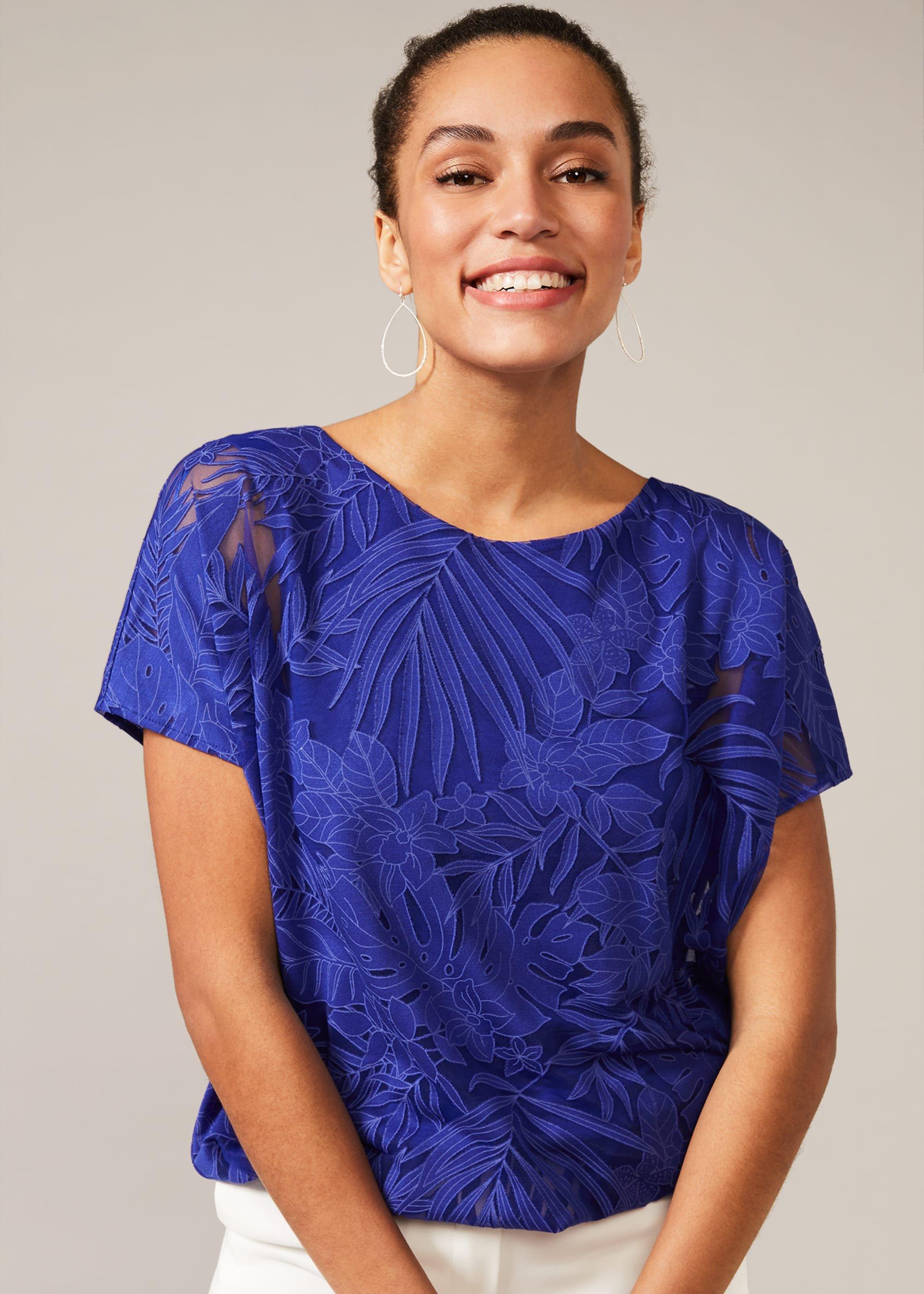 Carina Tropical Floral Burnout Top