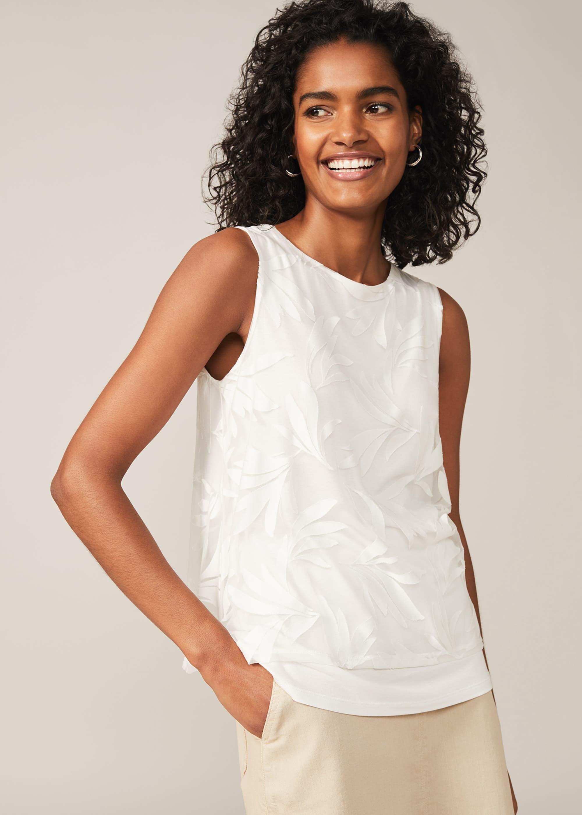 Ahmya Leaf Double Layer Burnout Top