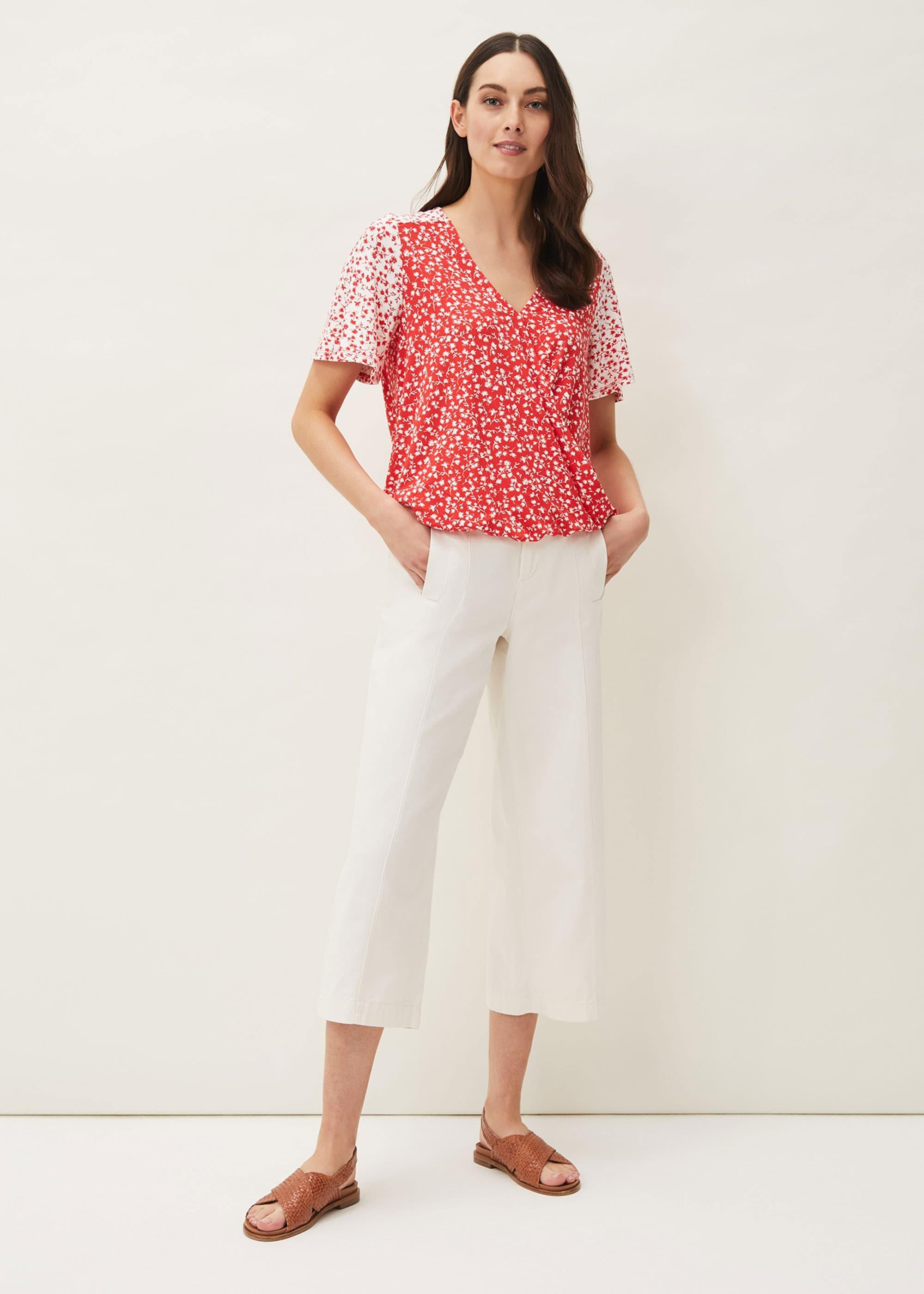 Ebony Ditsy Floral Wrap Top