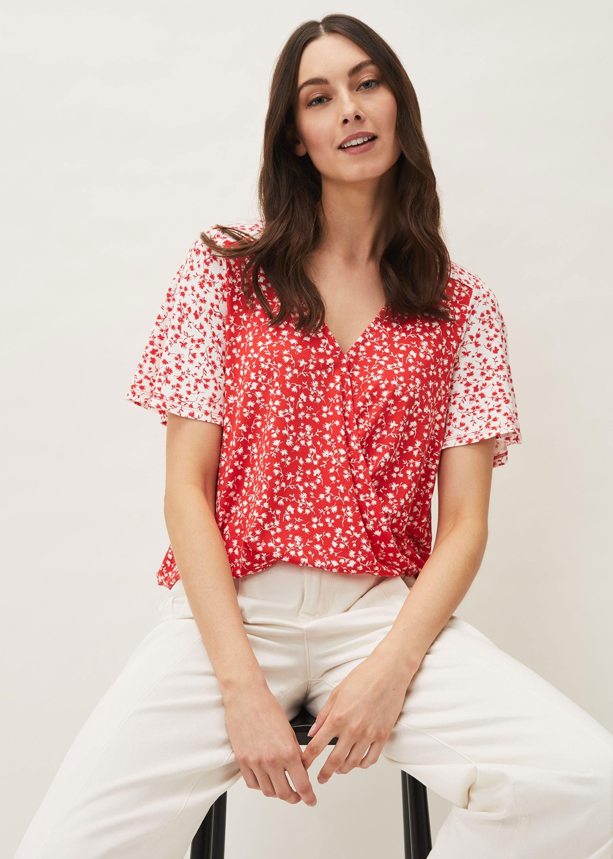 Ebony Ditsy Floral Wrap Top