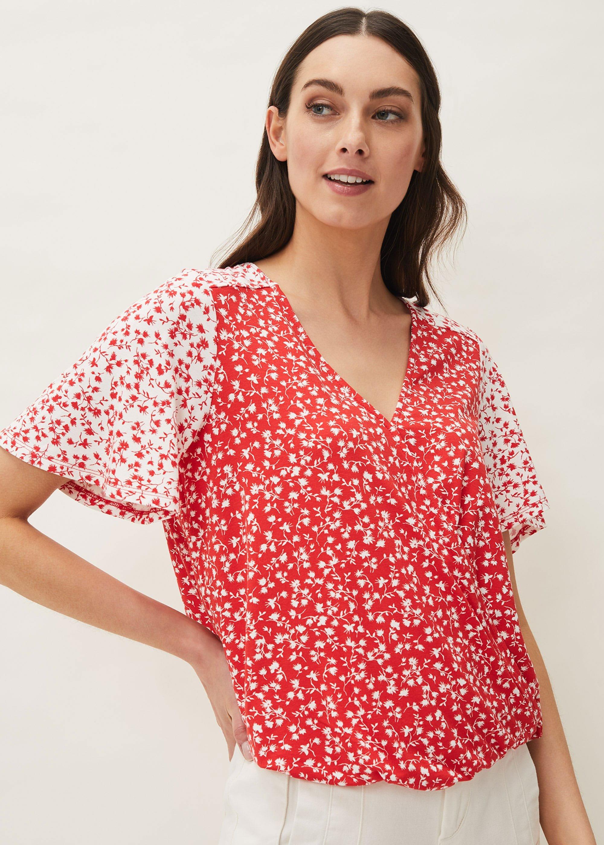 Ebony Ditsy Floral Wrap Top
