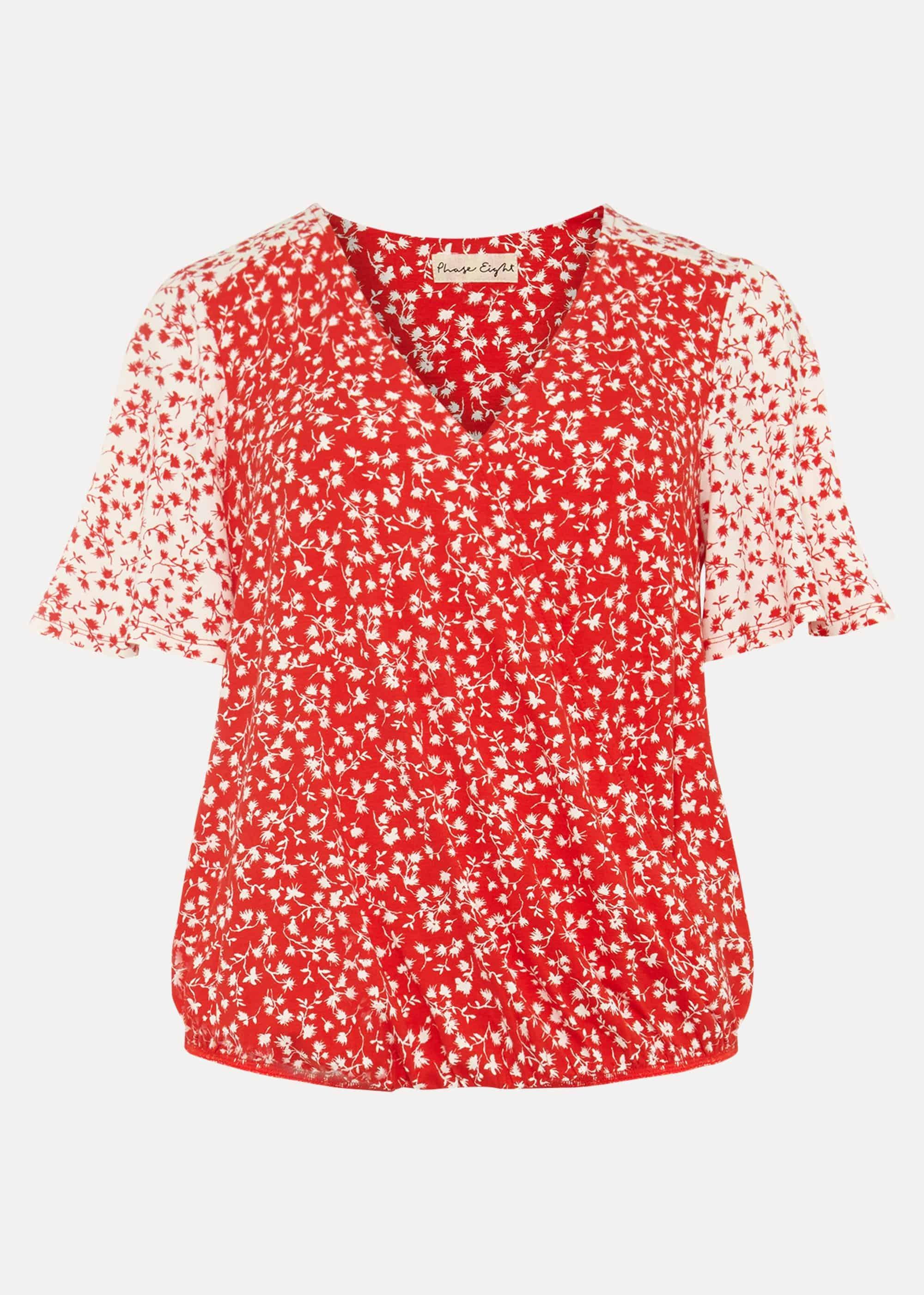 Ebony Ditsy Floral Wrap Top