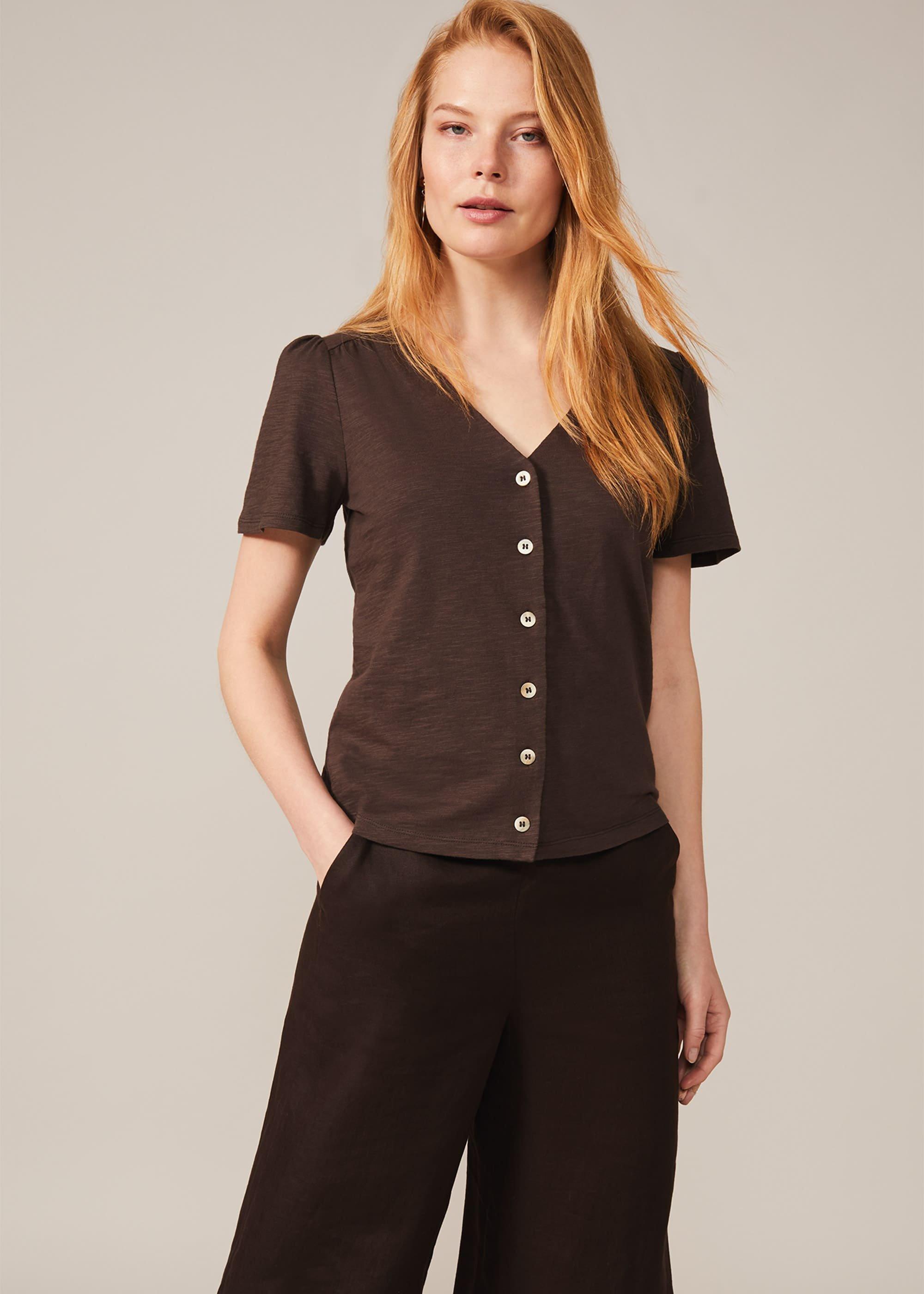 Lorena Button Front Fitted Top