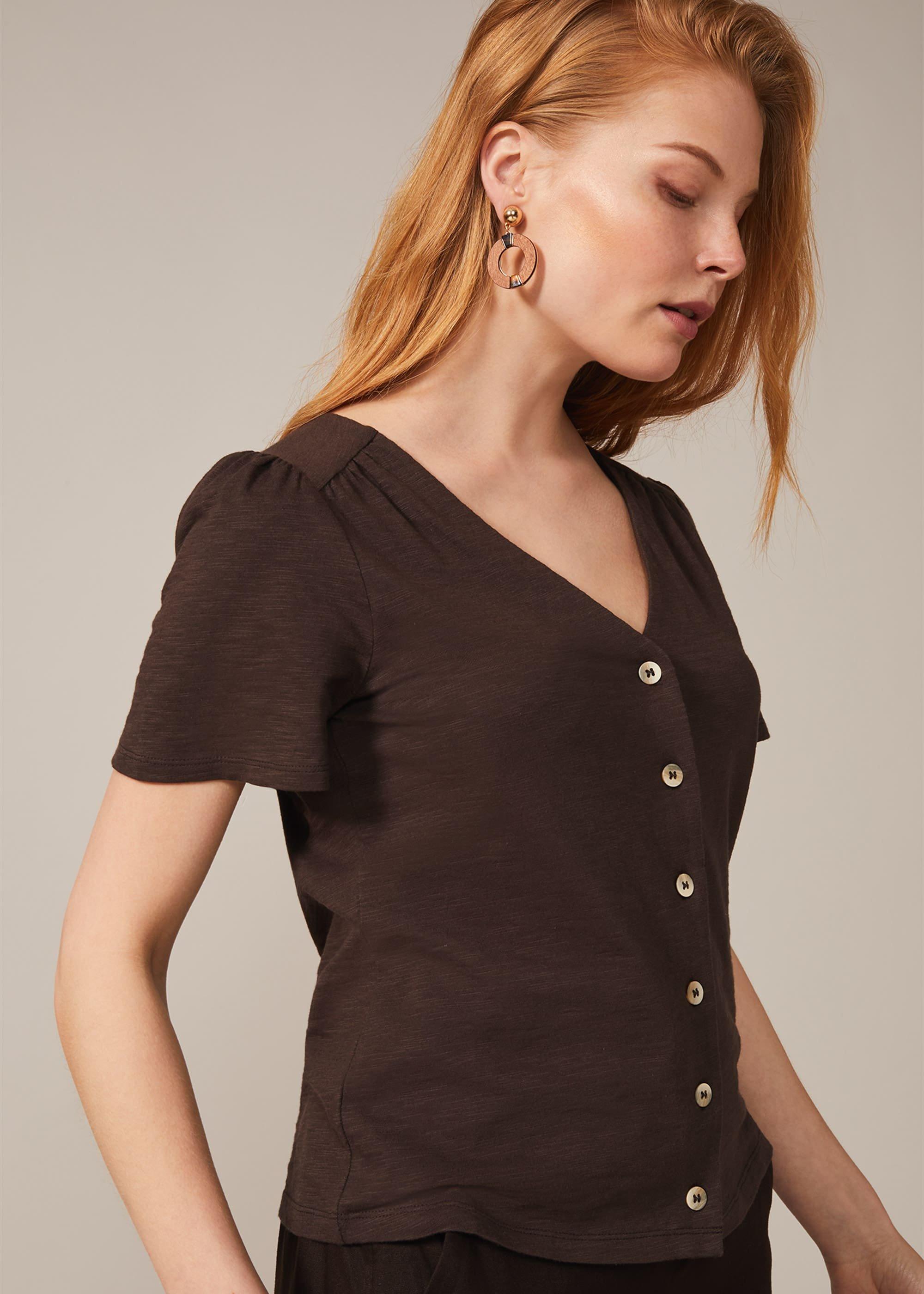 Lorena Button Front Fitted Top