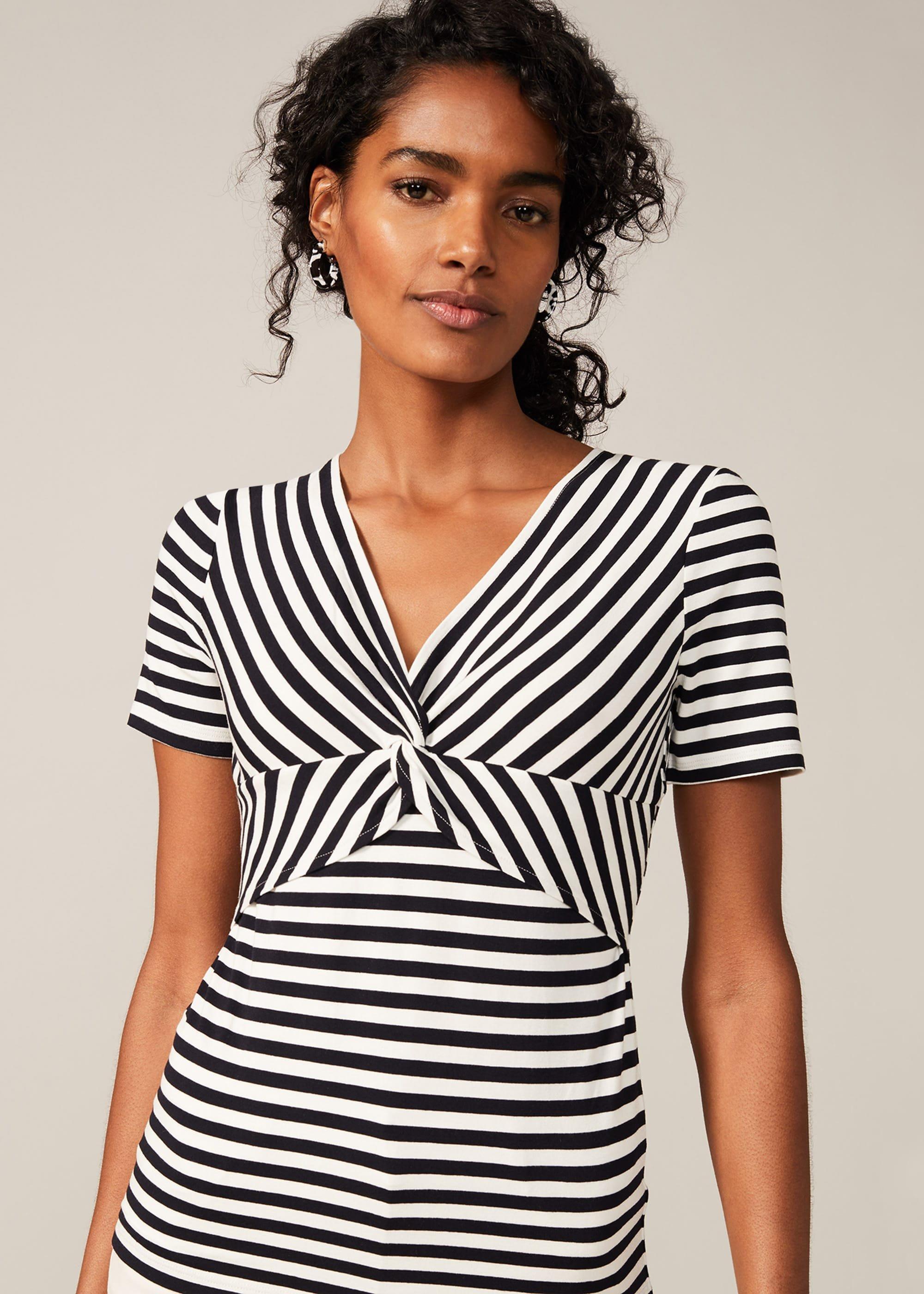Kerry Stripe Twist Front Fitted Top